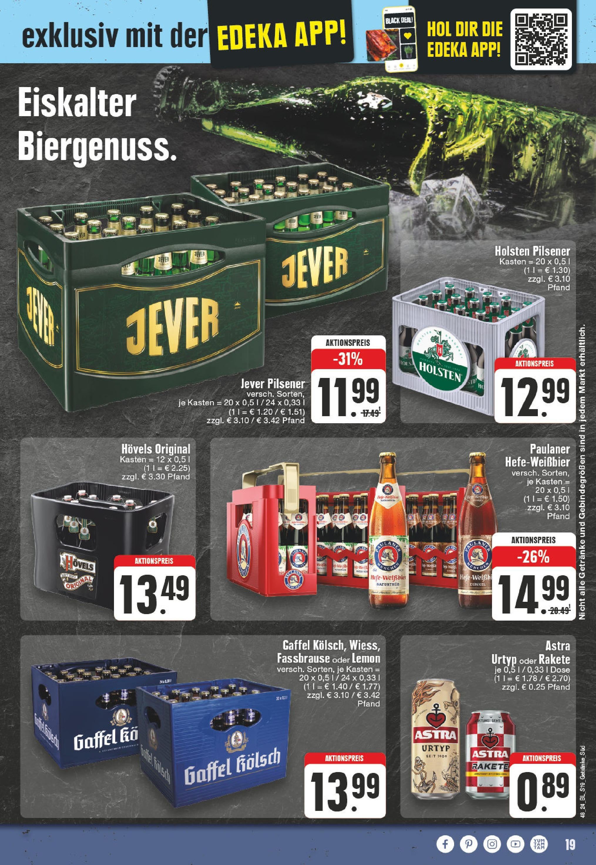 Edeka - EDEKA: Wochenangebote (ab 24.11.2024) » Angebote Online | Seite: 19 | Produkte: Astra, Holsten, Jever, Fassbrause