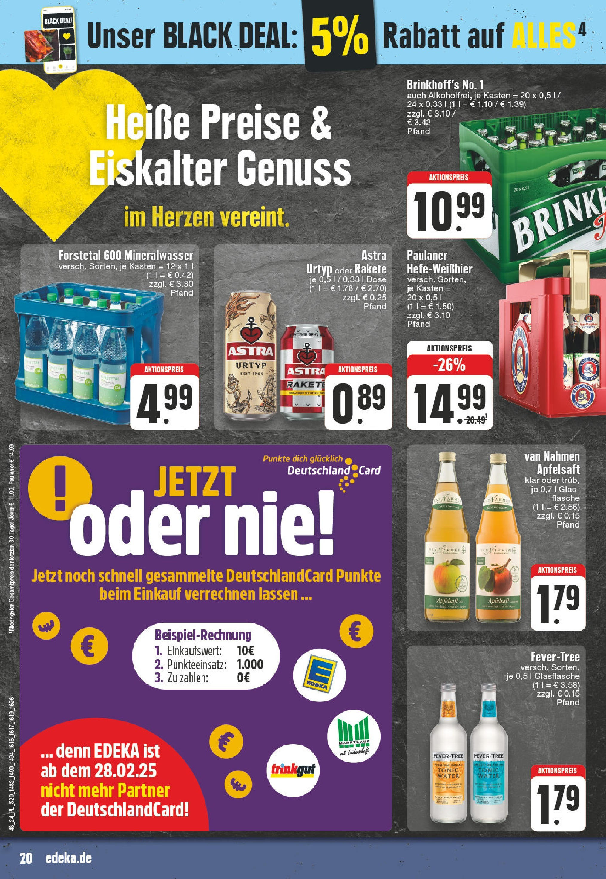 Edeka - EDEKA: Wochenangebote (ab 24.11.2024) » Angebote Online | Seite: 20 | Produkte: Astra, Mineralwasser, Jever, Paulaner