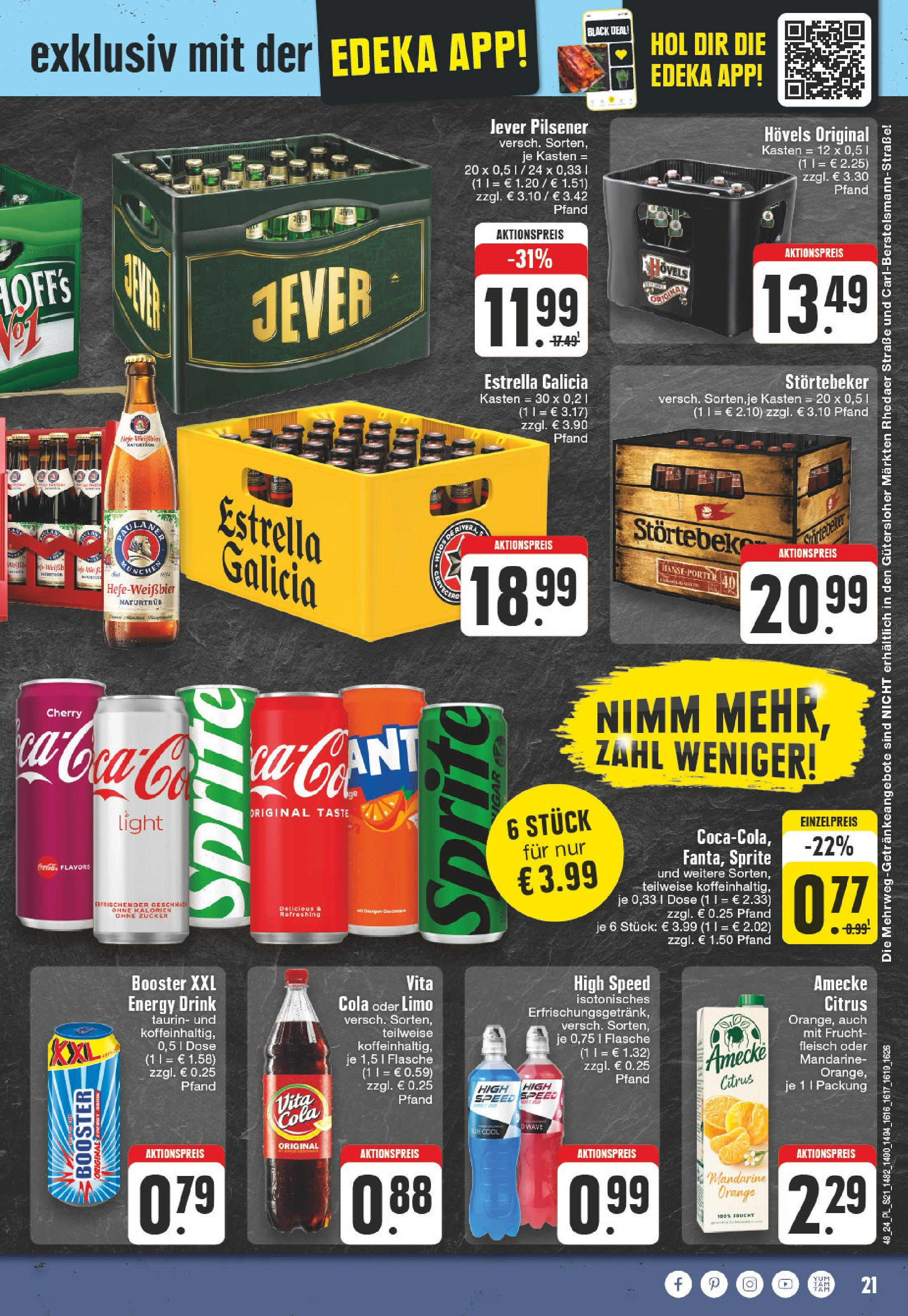 Edeka - EDEKA: Wochenangebote (ab 24.11.2024) » Angebote Online | Seite: 21 | Produkte: Cola, Energy, Zucker, Fleisch