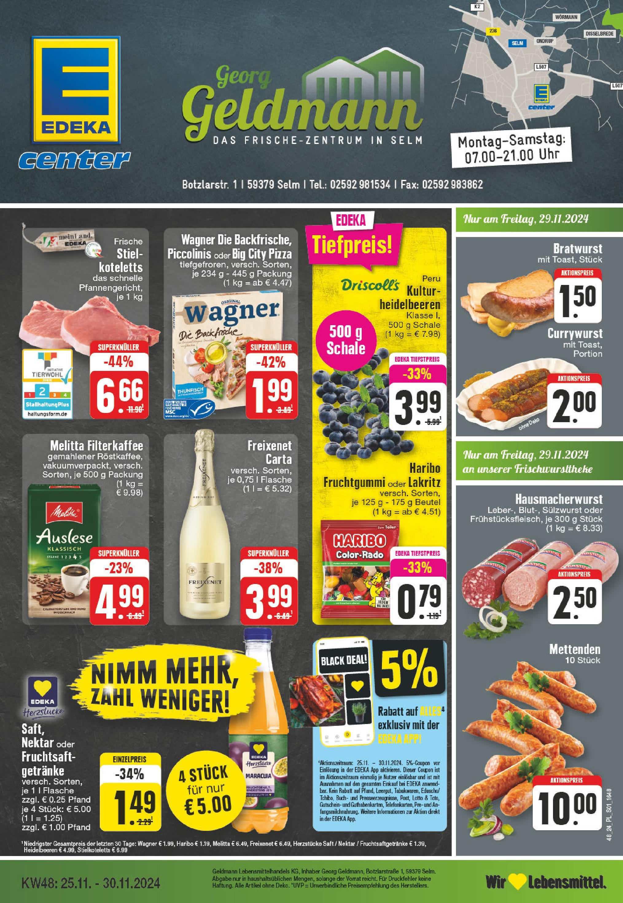 Edeka - E center: Wochenangebote (ab 24.11.2024) » Angebote Online | Seite: 1 | Produkte: Melitta, Bratwurst, Piccolinis, Pizza