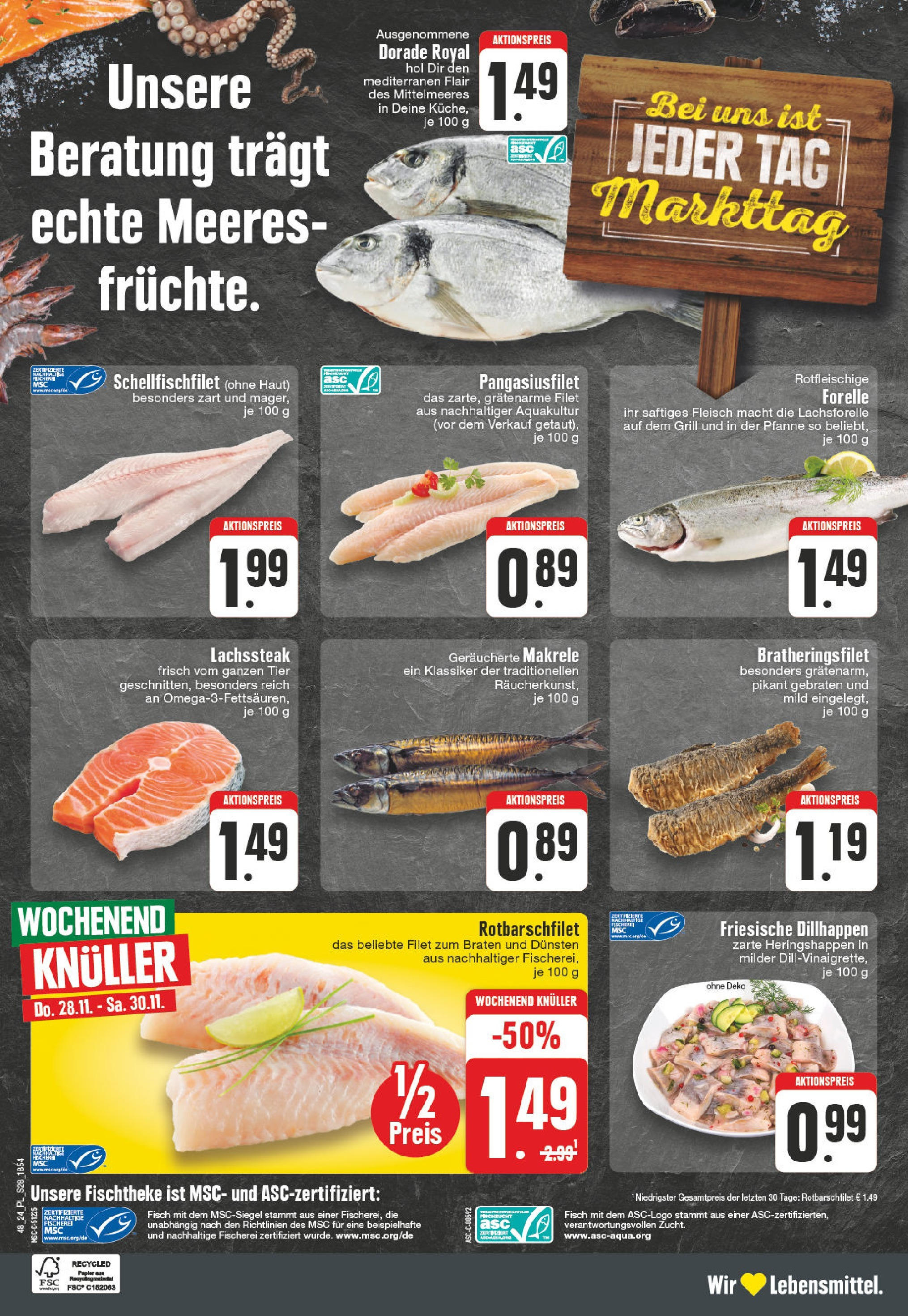 Edeka - E center: Wochenangebote (ab 24.11.2024) » Angebote Online | Seite: 28 | Produkte: Dorade, Grill, Fisch, Fleisch