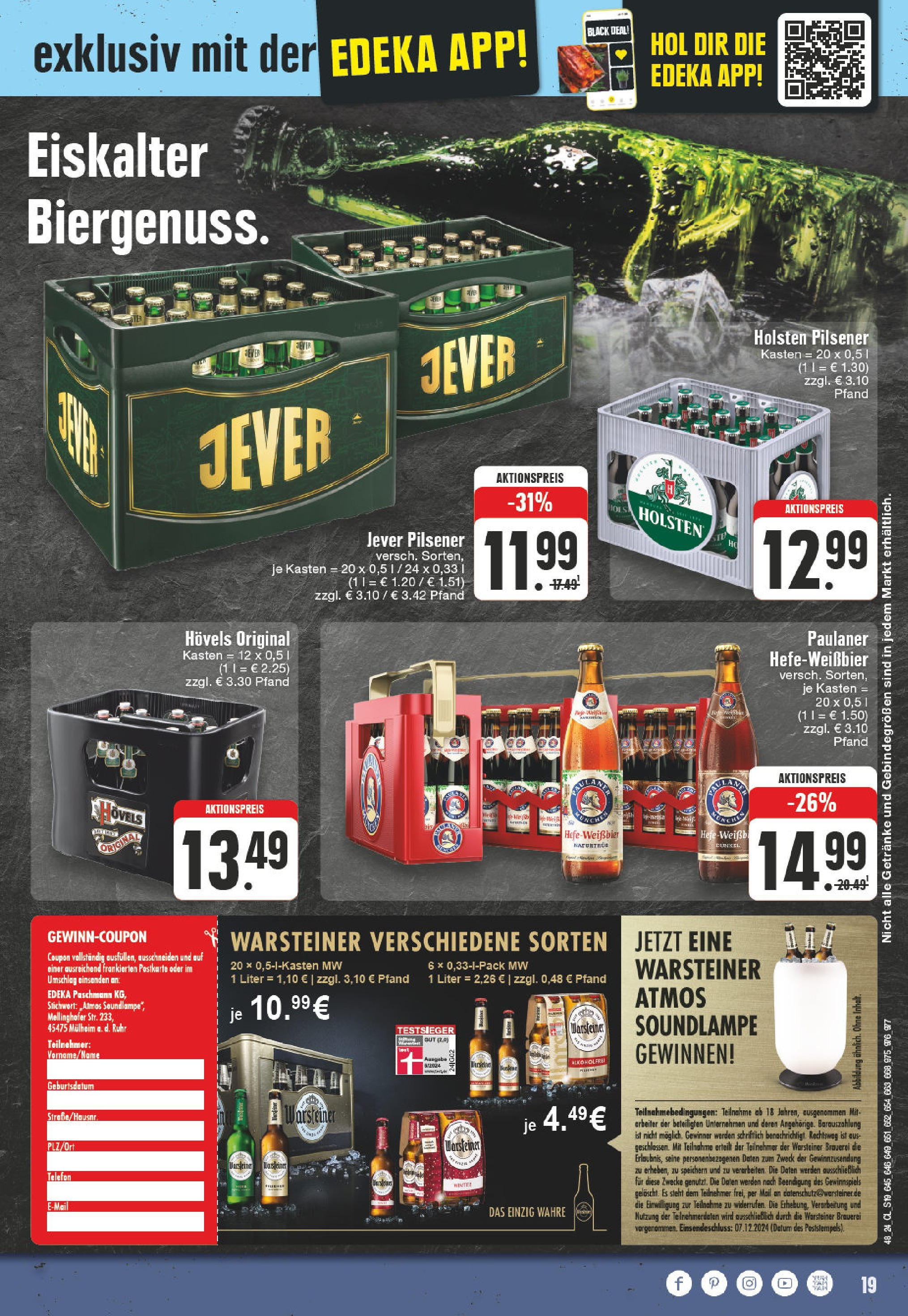 Edeka - Mülheim / Ruhr, Hans-Böckler-Platz 1  (ab 25.11.2024) » Angebote Online | Seite: 19 | Produkte: Holsten, Warsteiner, Jever, Telefon