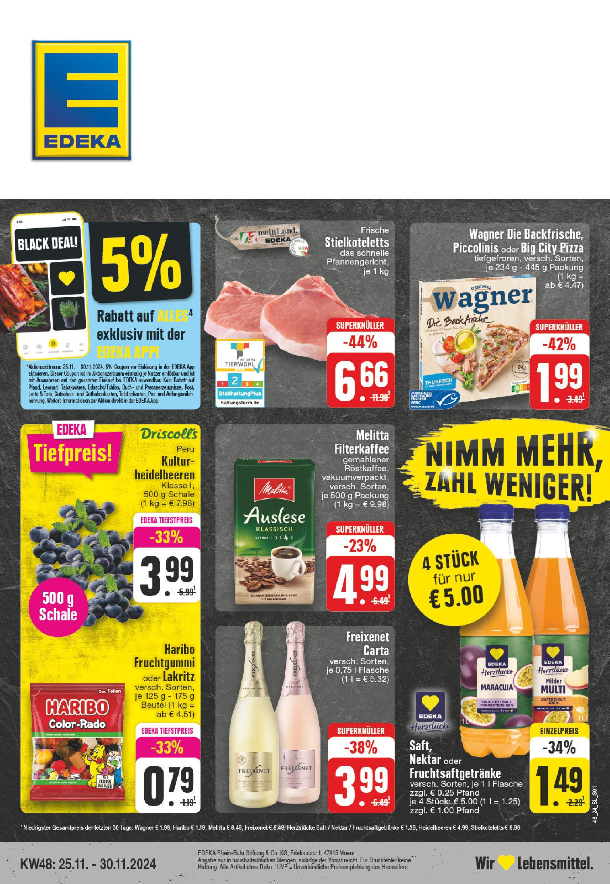 Edeka - EDEKA: Wochenangebote (ab 24.11.2024) » Angebote Online | Seite: 1 | Produkte: Haribo, Piccolinis, Pizza, Saft