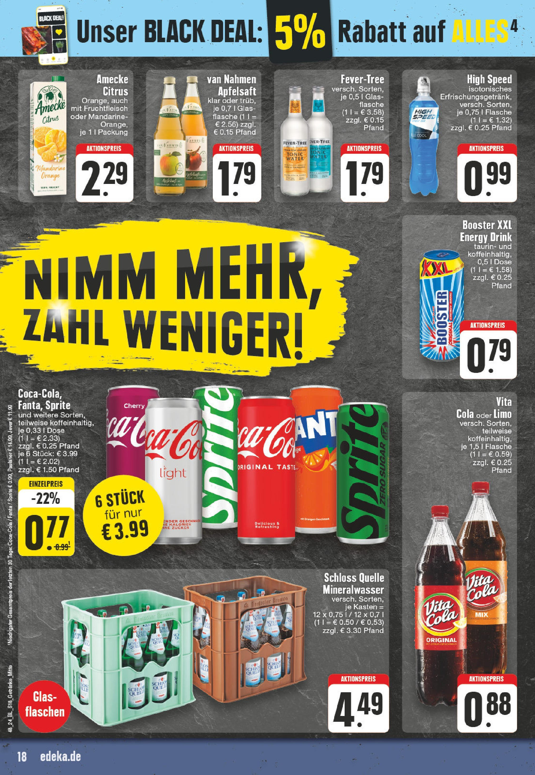 Edeka - EDEKA: Wochenangebote (ab 24.11.2024) » Angebote Online | Seite: 18 | Produkte: Fanta, Apfelsaft, Mineralwasser, Zucker