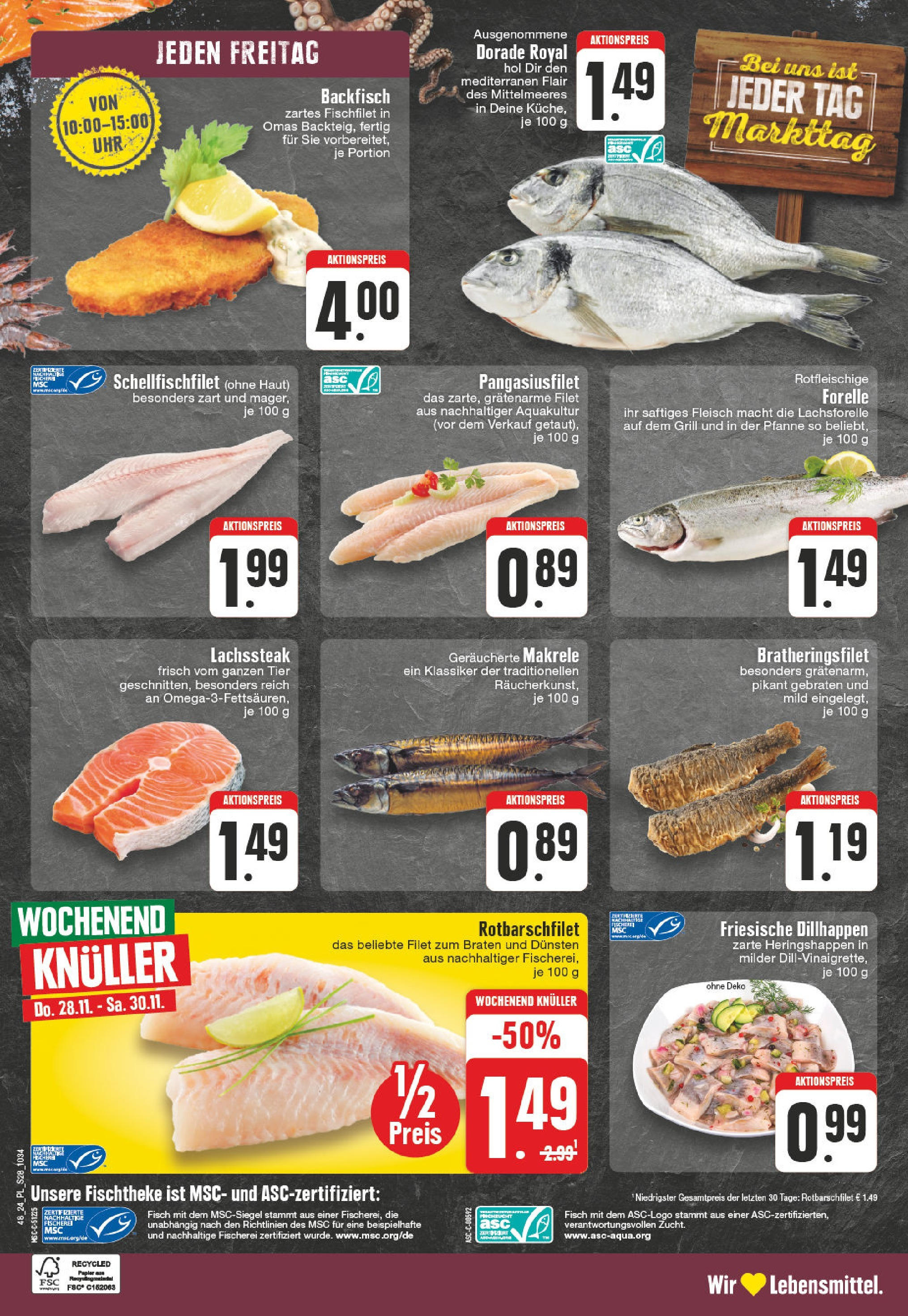 E center Prospekt Baesweiler, Im Kirchwinkel 5f (ab 25.11.2024) » Angebote Online | Seite: 28 | Produkte: Dorade, Grill, Fisch, Fleisch