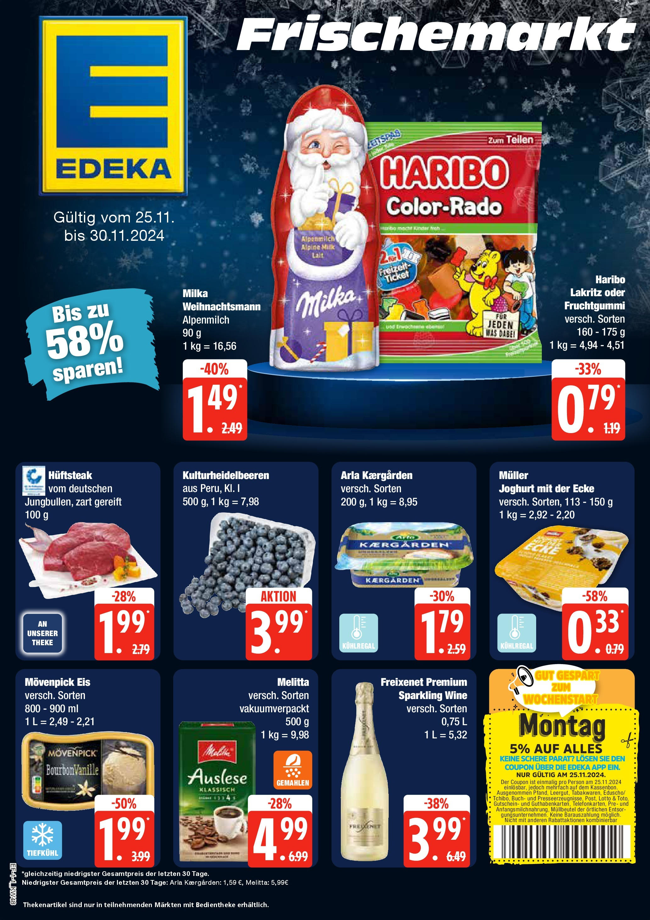 Edeka - EDEKA: Wochenangebote (ab 24.11.2024) » Angebote Online | Seite: 1 | Produkte: Melitta, Joghurt, Freixenet, Eis