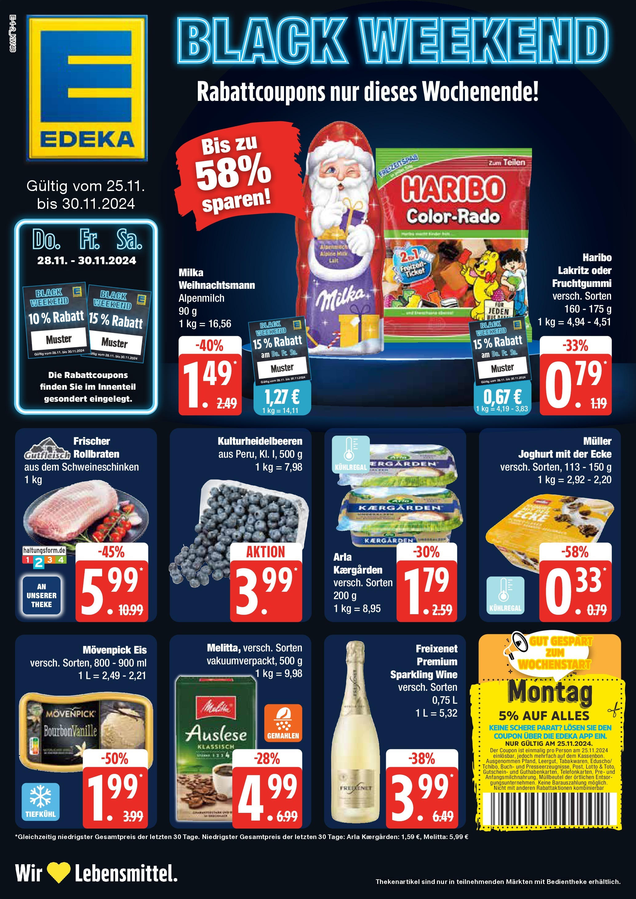 Edeka - EDEKA: Wochenangebote (ab 24.11.2024) » Angebote Online | Seite: 1 | Produkte: Melitta, Haribo, Joghurt, Milka