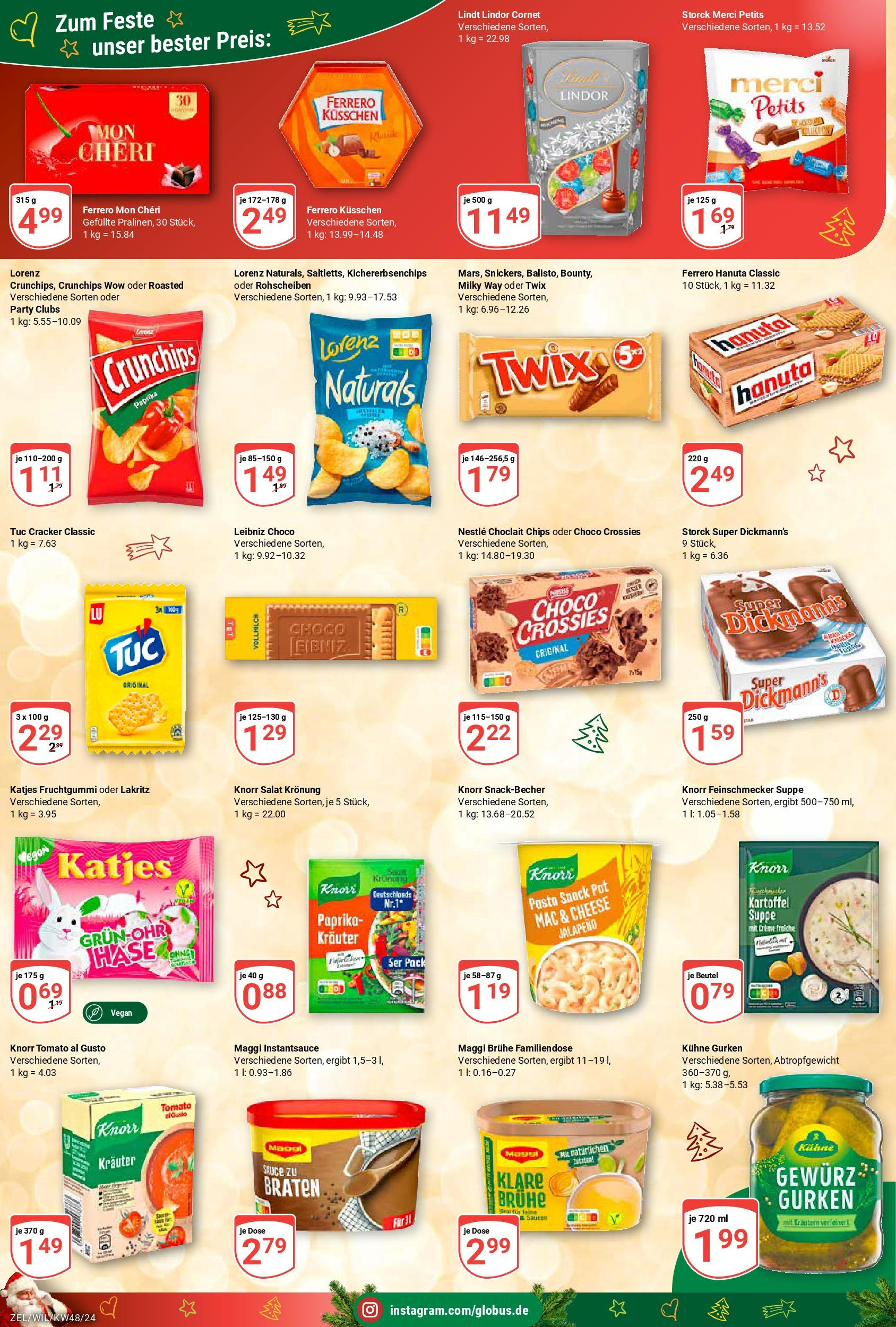 Globus - Zell, Fliehburgstraße 4  (ab 25.11.2024) » Angebote online | Seite: 3 | Produkte: Maggi, Knorr, Twix, Lorenz crunchips