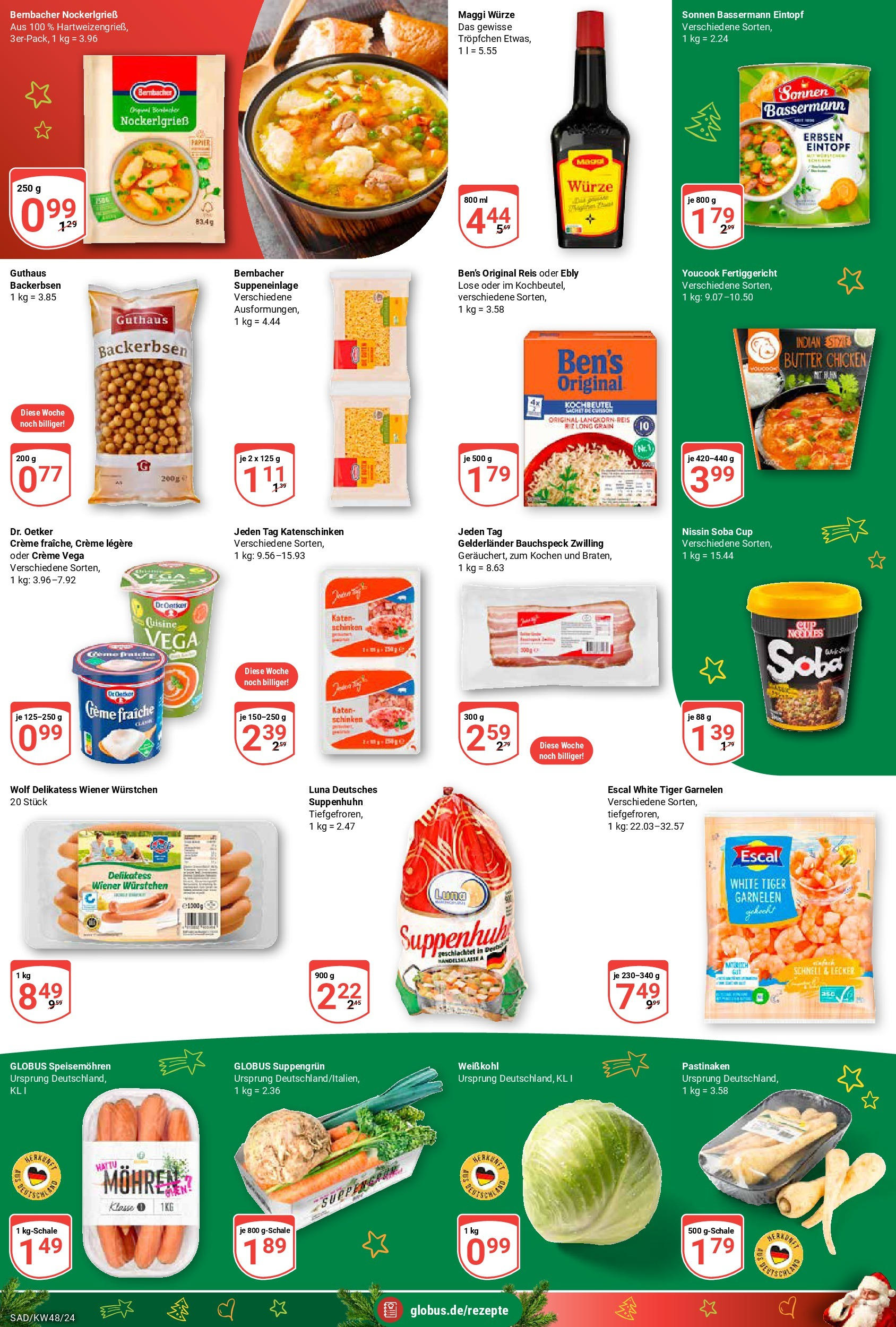 Globus - Globus: Wochenangebote (ab 24.11.2024) » Angebote online | Seite: 14 | Produkte: Maggi, Creme, Reis, Erbsen