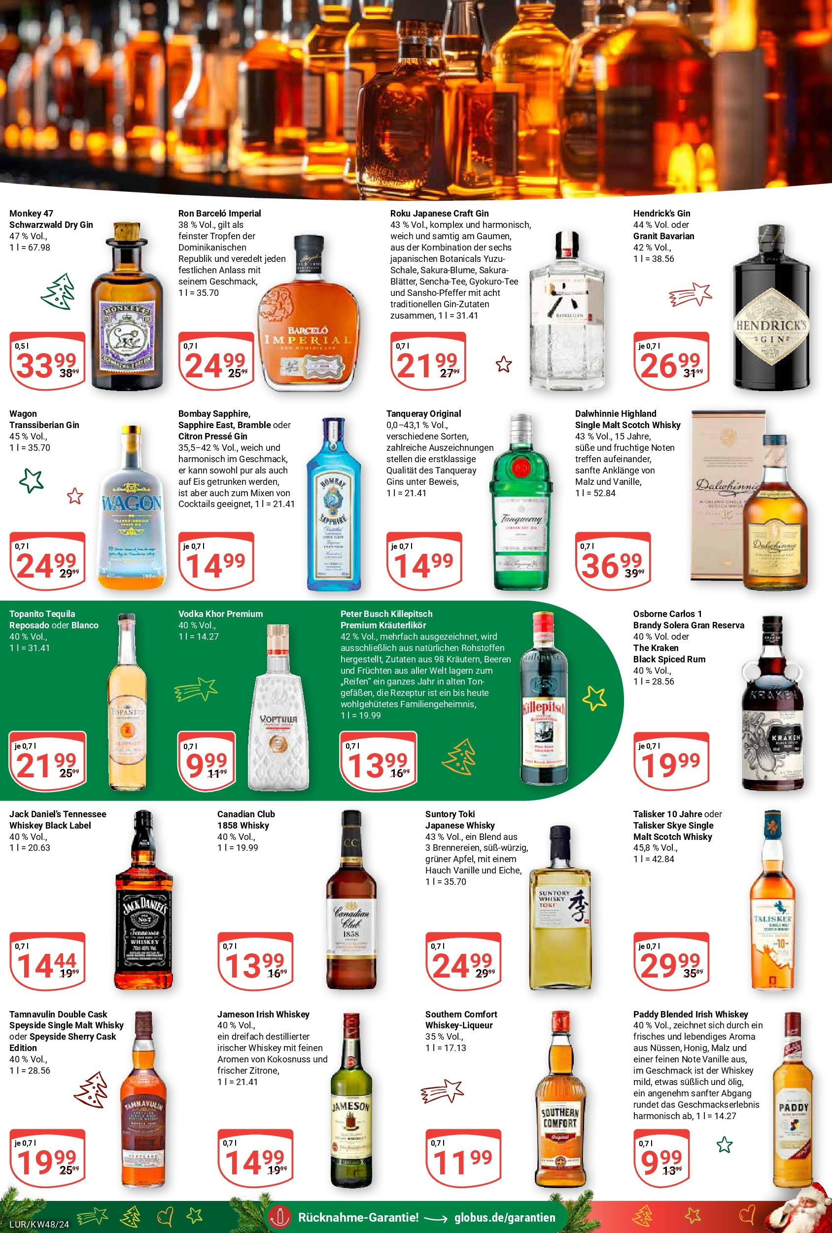 Globus - Hamburg, Grandkuhlenweg 11  (ab 25.11.2024) » Angebote online | Seite: 21 | Produkte: Rum, Jack Daniel's, Jameson, Gin