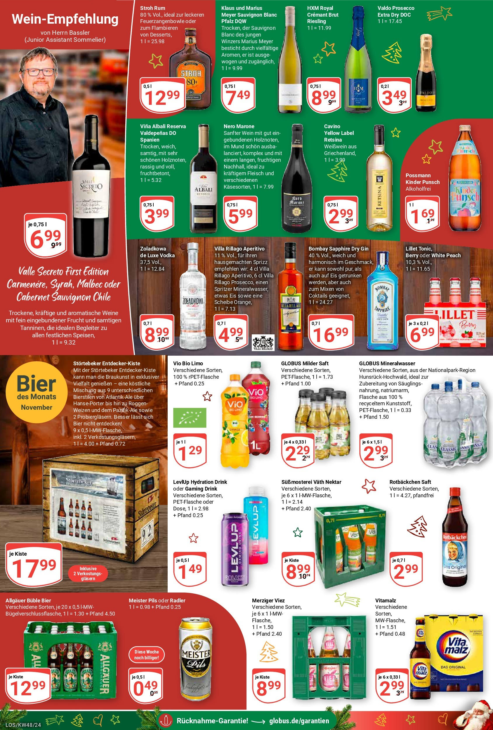 Globus - Losheim am See, Haagstr. 60  (ab 25.11.2024) » Angebote online | Seite: 19 | Produkte: Pils, Mineralwasser, Wein, Fleisch