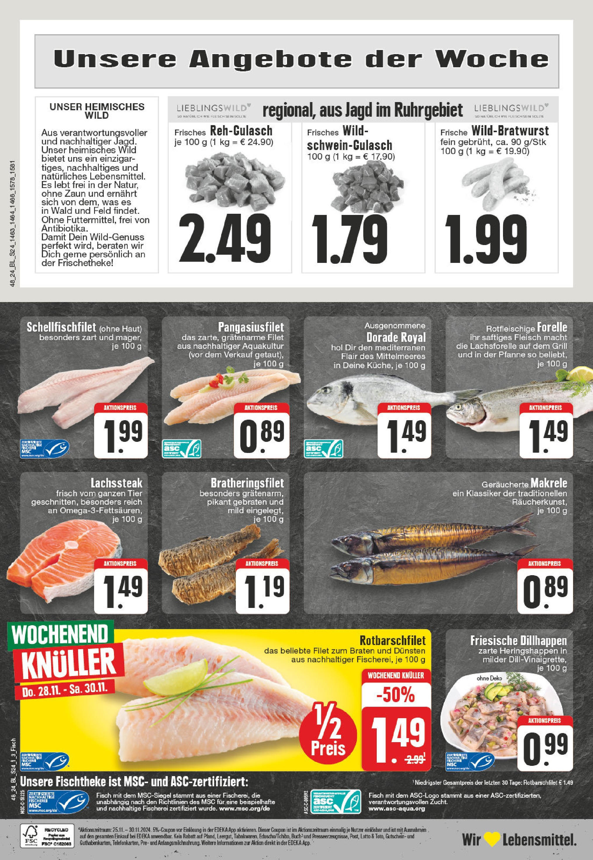 Edeka - Velbert, Röntgenstraße 1  (ab 25.11.2024) » Angebote Online | Seite: 24 | Produkte: Dorade, Grill, Fisch, Fleisch