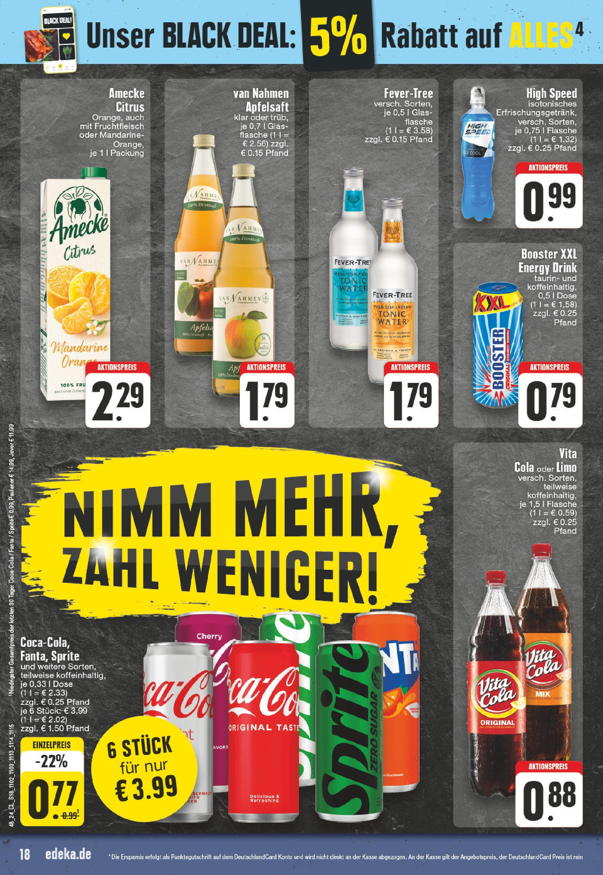 Edeka - EDEKA: Wochenangebote (ab 24.11.2024) » Angebote Online | Seite: 18 | Produkte: Fanta, Sprite, Cola, Apfelsaft