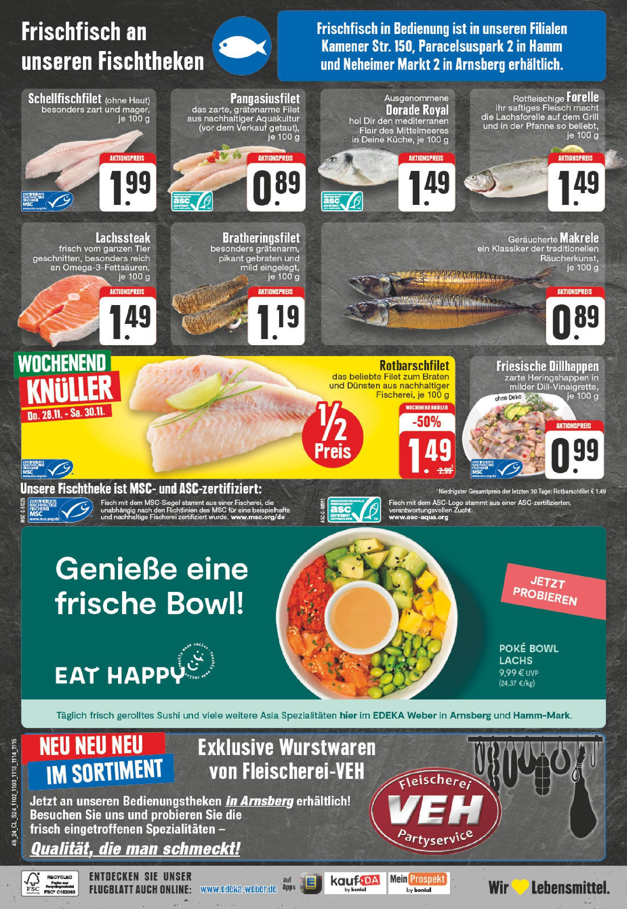 Edeka - EDEKA: Wochenangebote (ab 24.11.2024) » Angebote Online | Seite: 24 | Produkte: Dorade, Grill, Lachs, Fleisch