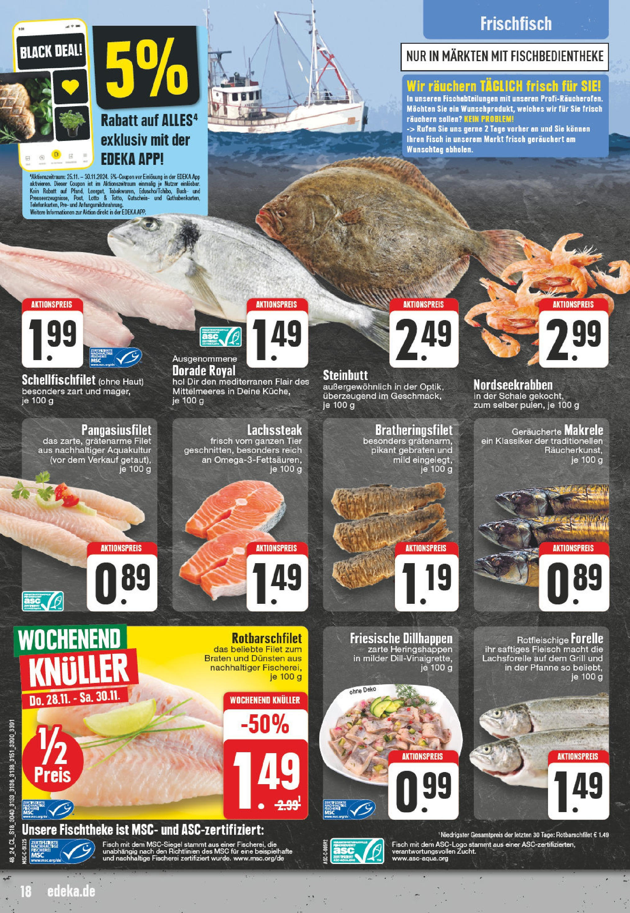 Edeka - Wachtendonk, Kempener Straße 1  (ab 25.11.2024) » Angebote Online | Seite: 18 | Produkte: Dorade, Grill, Fisch, Fleisch