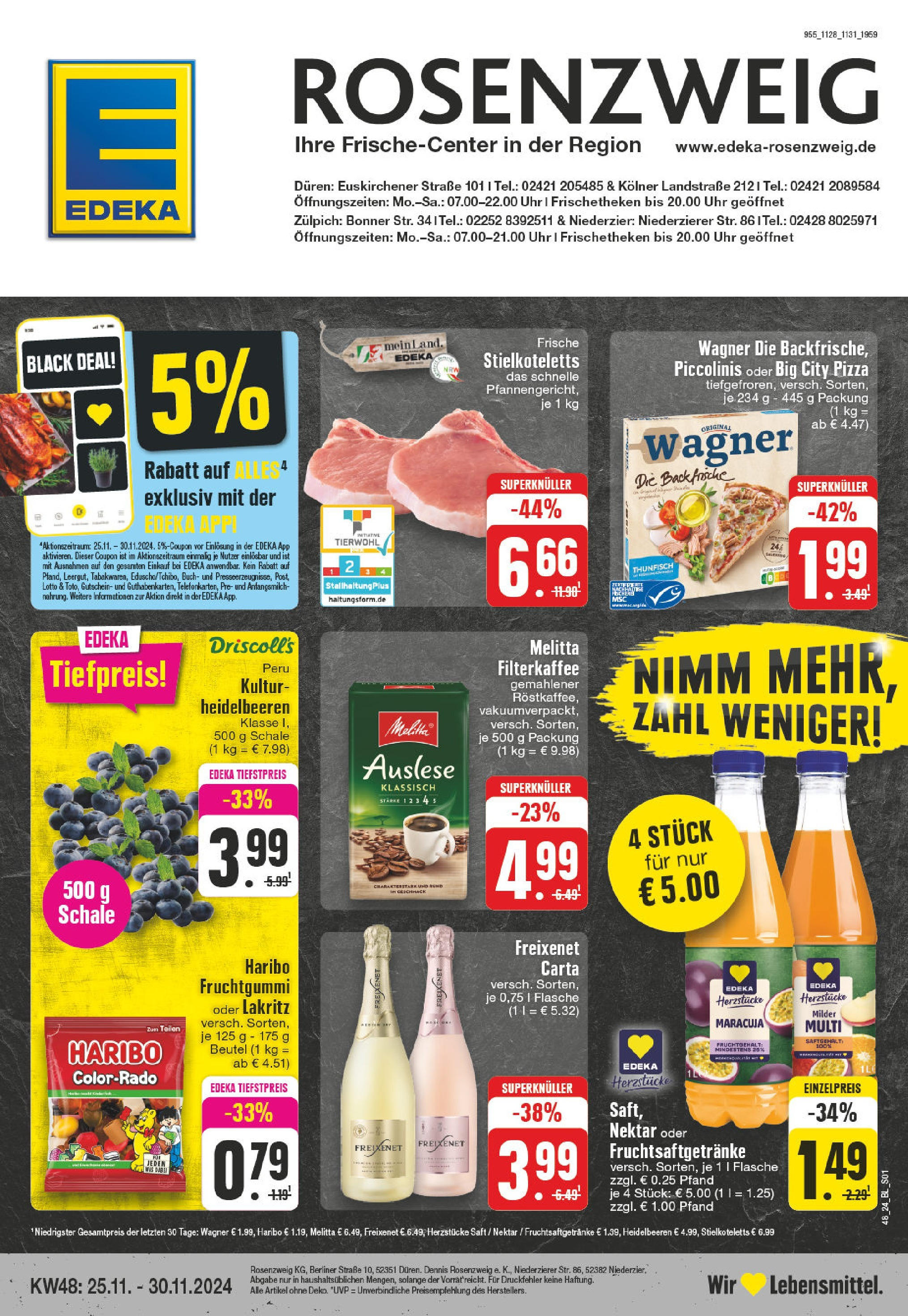 Edeka - Düren, Kölner Landstraße 2  (ab 25.11.2024) » Angebote Online | Seite: 1 | Produkte: Thunfisch, Piccolinis, Saft, Uhr