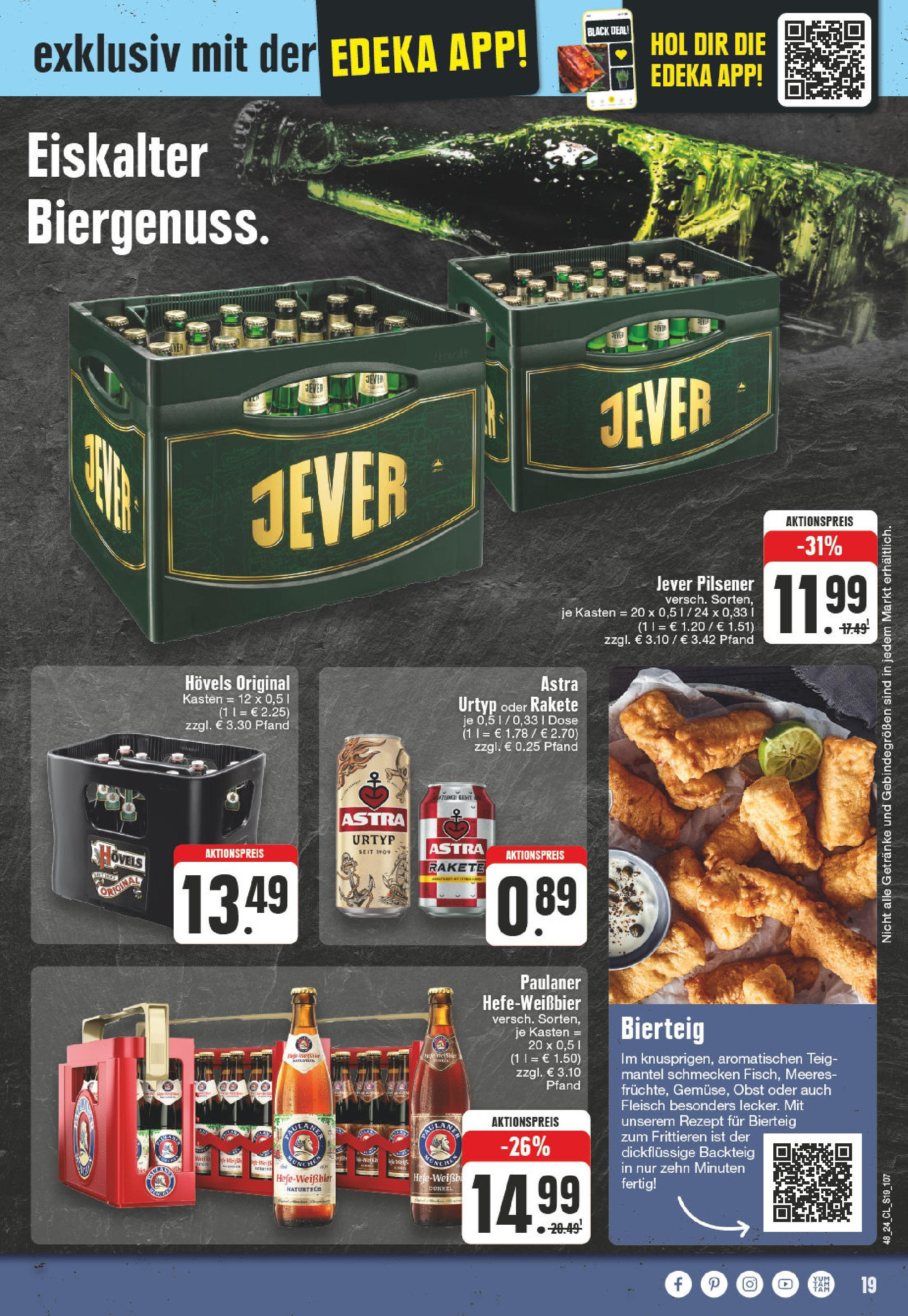 Edeka - Würselen, Krefelder Straße 1  (ab 25.11.2024) » Angebote Online | Seite: 19 | Produkte: Obst, Jever, Fleisch, Paulaner