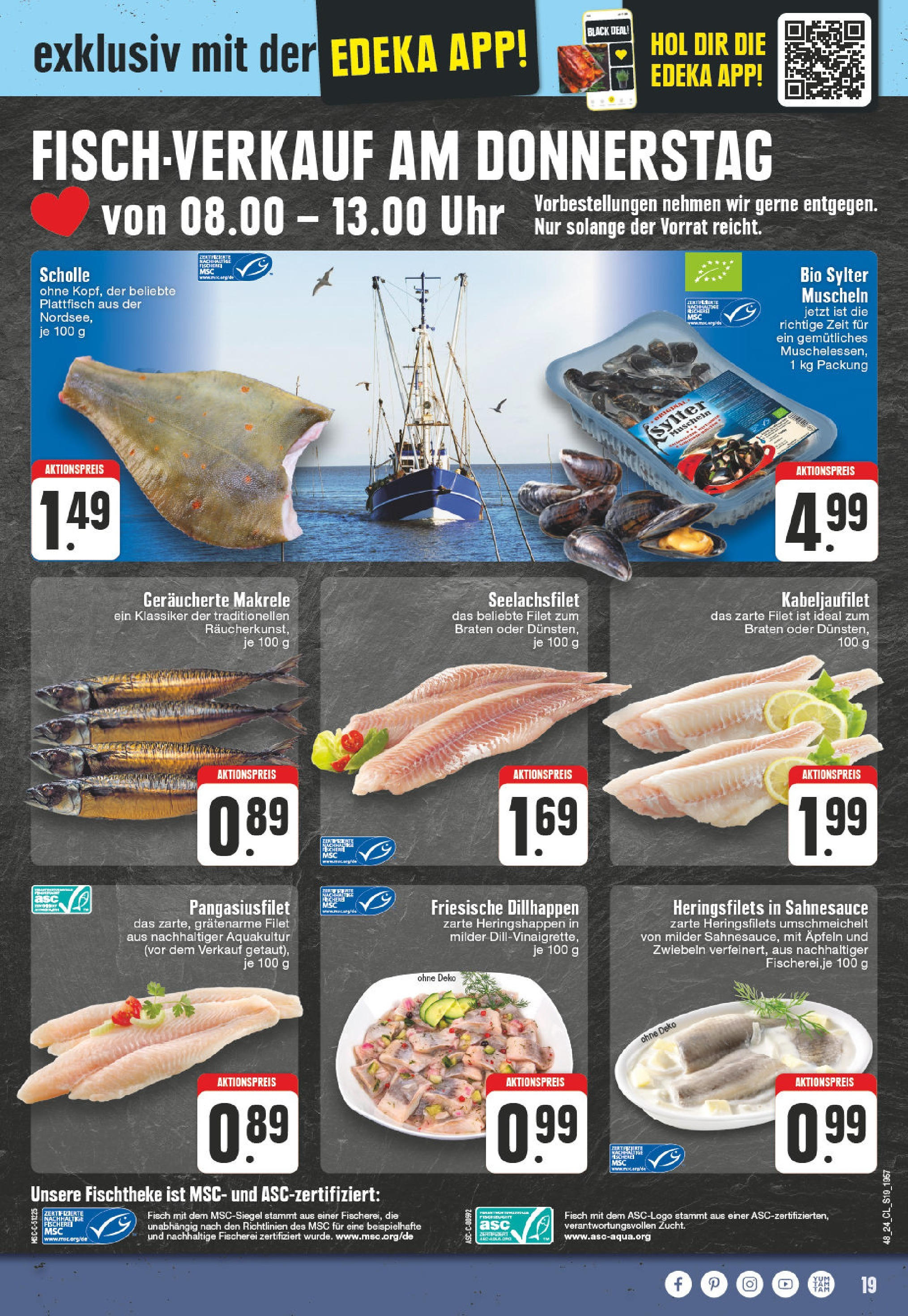 E center Prospekt Leverkusen-Schlebusch, Münsters Gässchen 3 (ab 25.11.2024) » Angebote Online | Seite: 19 | Produkte: Fisch, Zwiebeln, Uhr