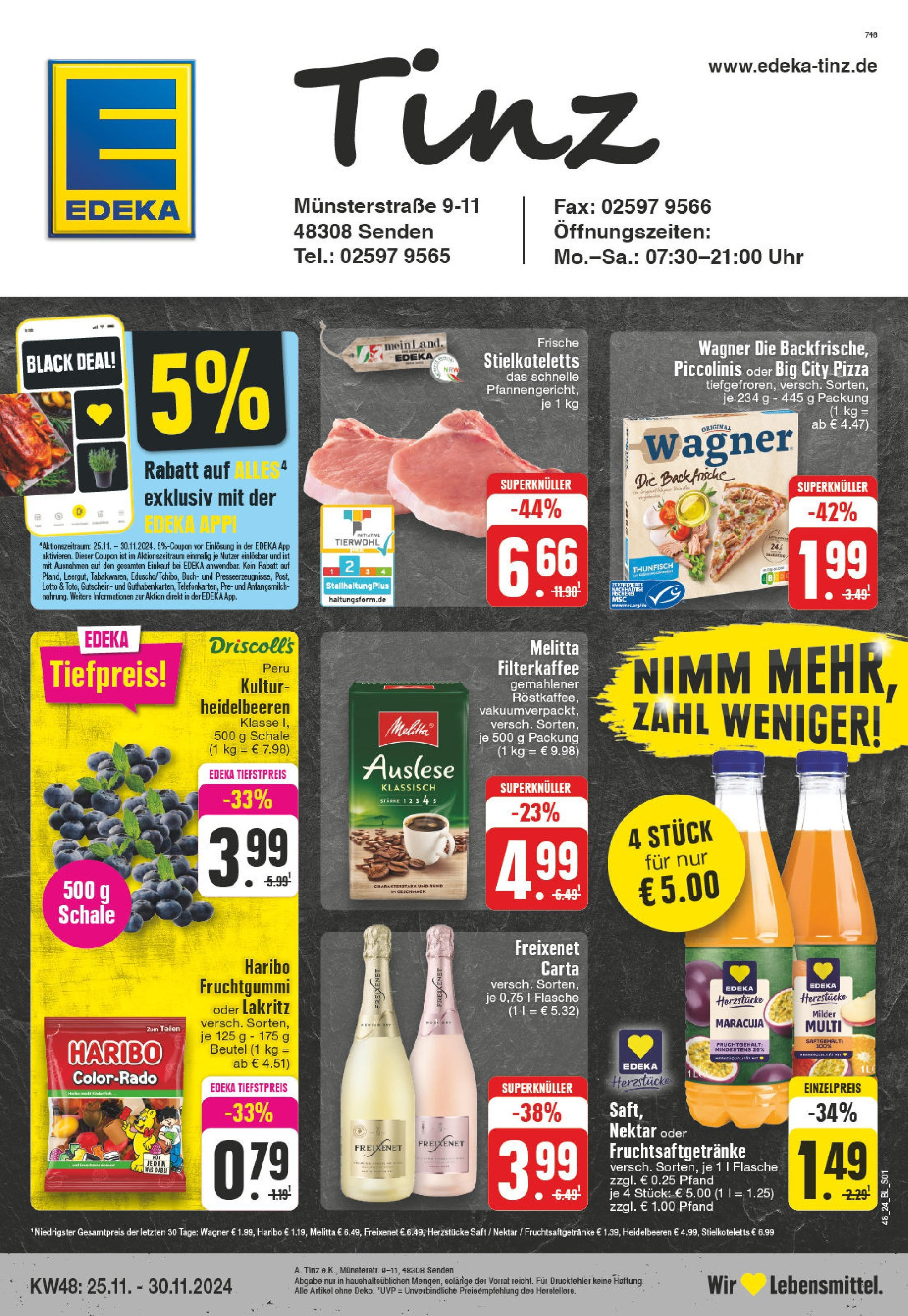 Edeka - EDEKA: Wochenangebote (ab 24.11.2024) » Angebote Online | Seite: 1 | Produkte: Melitta, Freixenet, Heidelbeeren, Uhr