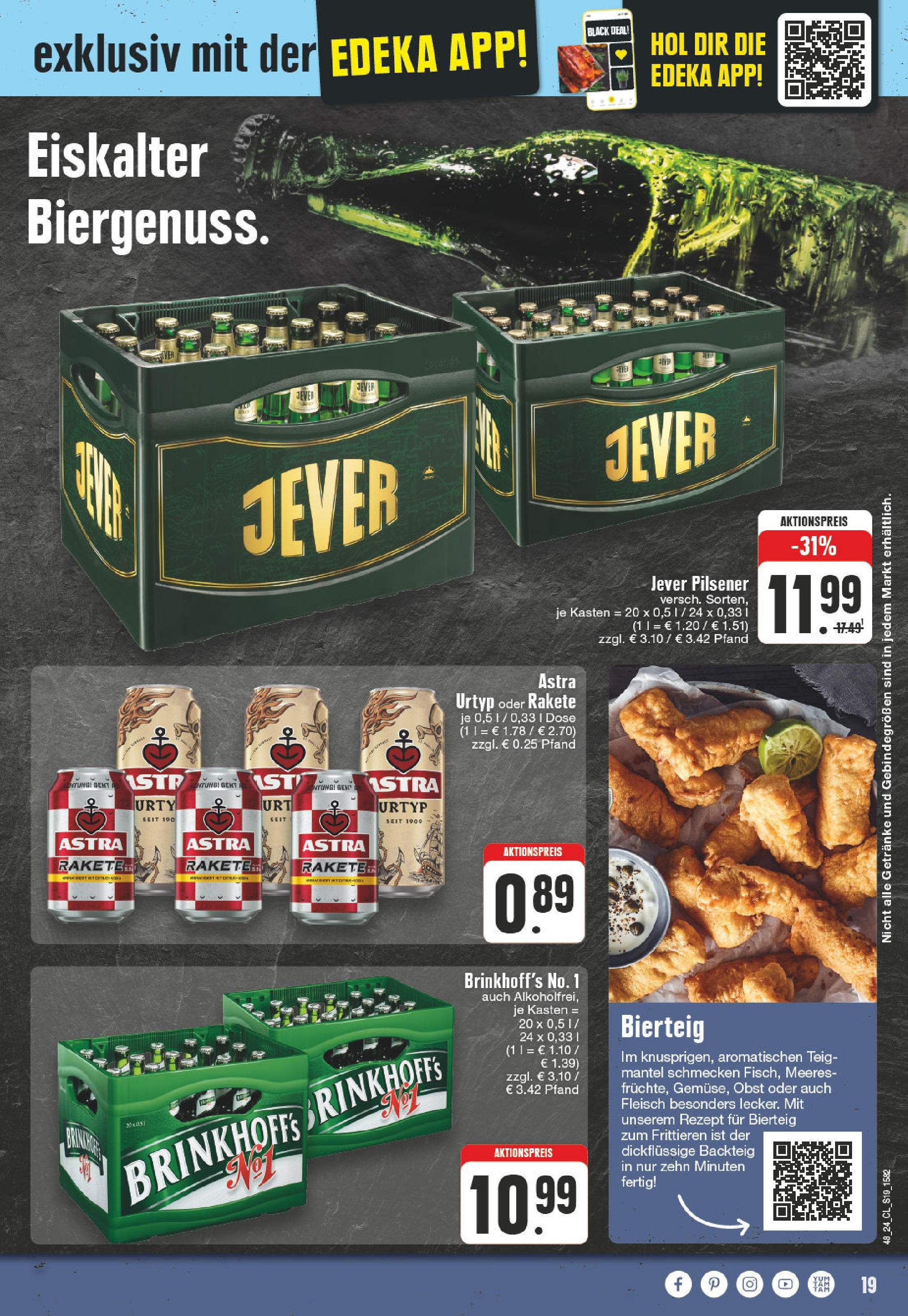 Edeka - EDEKA: Wochenangebote (ab 24.11.2024) » Angebote Online | Seite: 19 | Produkte: Astra, Obst, Jever, Mantel