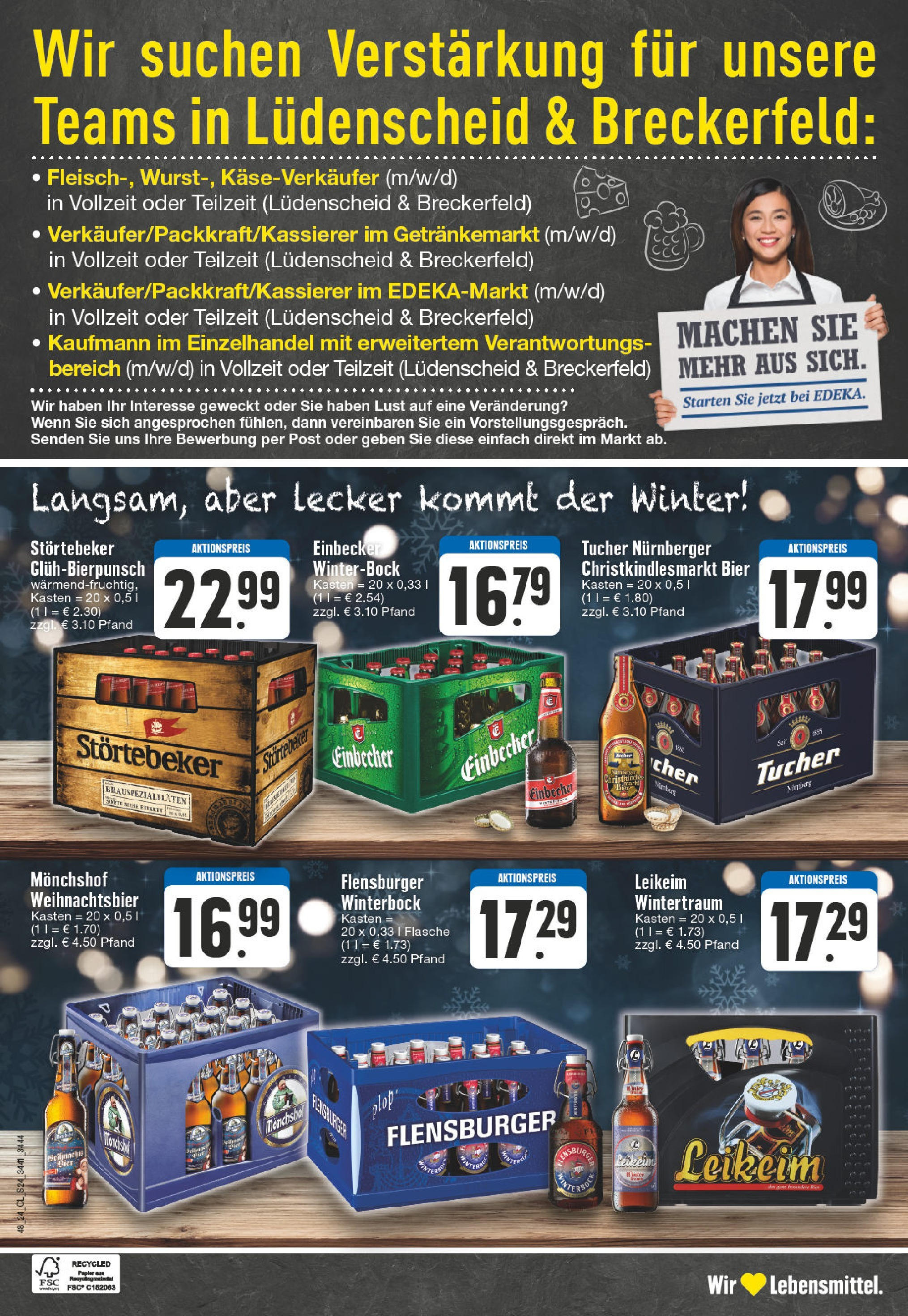 Edeka - EDEKA: Wochenangebote (ab 24.11.2024) » Angebote Online | Seite: 24 | Produkte: Monchshof, Bier, Flensburger