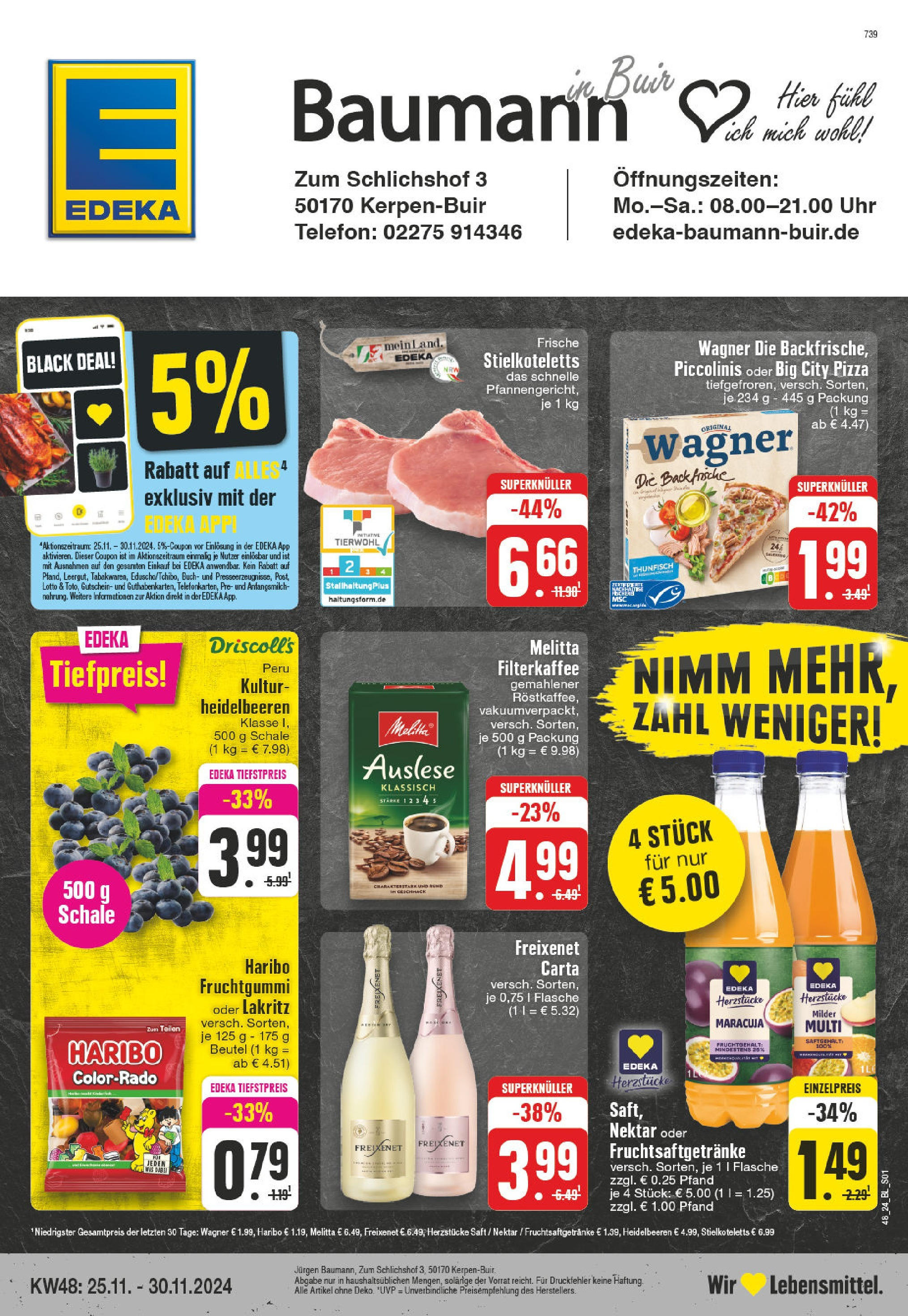 Edeka - Kerpen, Zum Schlichshof 3  (ab 25.11.2024) » Angebote Online | Seite: 1 | Produkte: Melitta, Thunfisch, Freixenet, Heidelbeeren