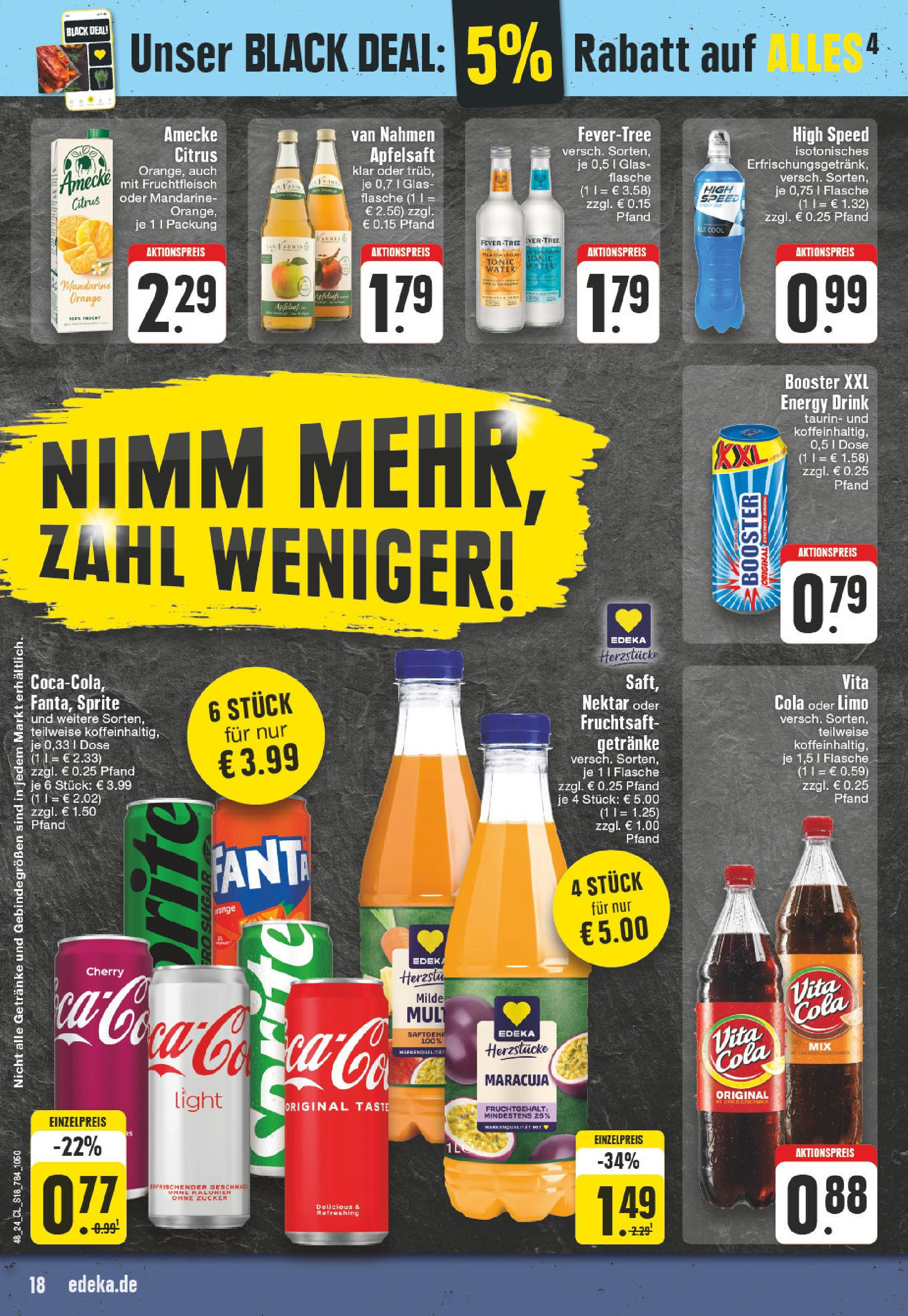 Edeka - Alsdorf, Eschweiler Straße 2  (ab 25.11.2024) » Angebote Online | Seite: 18 | Produkte: Cola, Energy, Zucker, Fruchtsaft