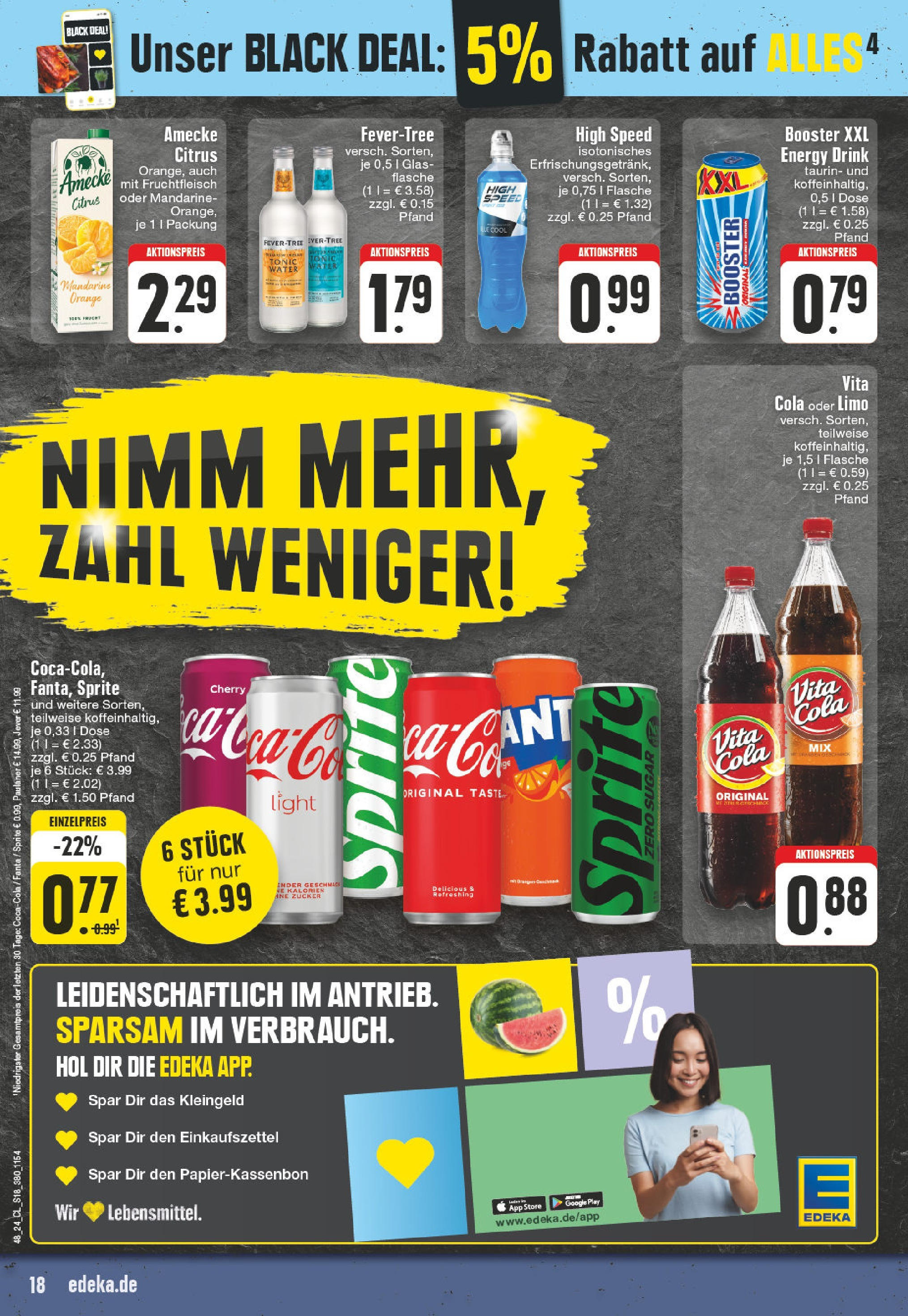 Edeka - EDEKA: Wochenangebote (ab 24.11.2024) » Angebote Online | Seite: 18 | Produkte: Fanta, Sprite, Cola, Vita cola