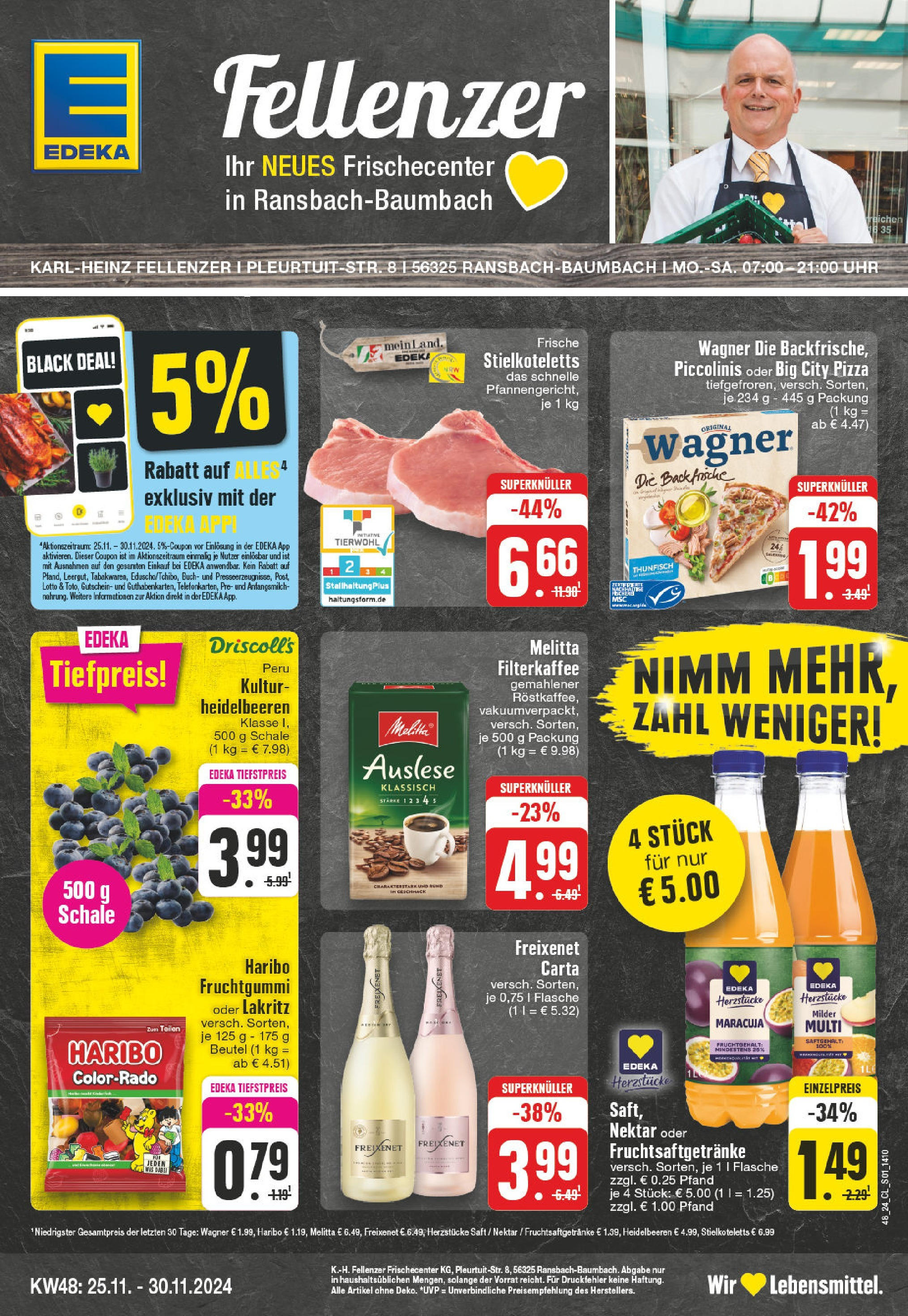 Edeka - EDEKA: Wochenangebote (ab 24.11.2024) » Angebote Online | Seite: 1 | Produkte: Thunfisch, Heidelbeeren, Piccolinis, Pizza