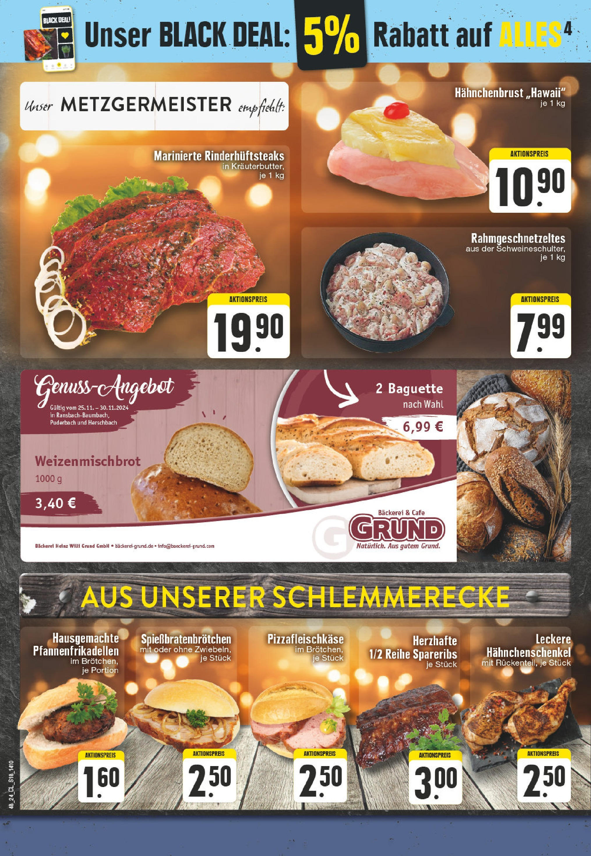 Edeka - EDEKA: Wochenangebote (ab 24.11.2024) » Angebote Online | Seite: 18 | Produkte: Bäckerei, Hahnchenschenkel, Baguette, Hahnchenbrust