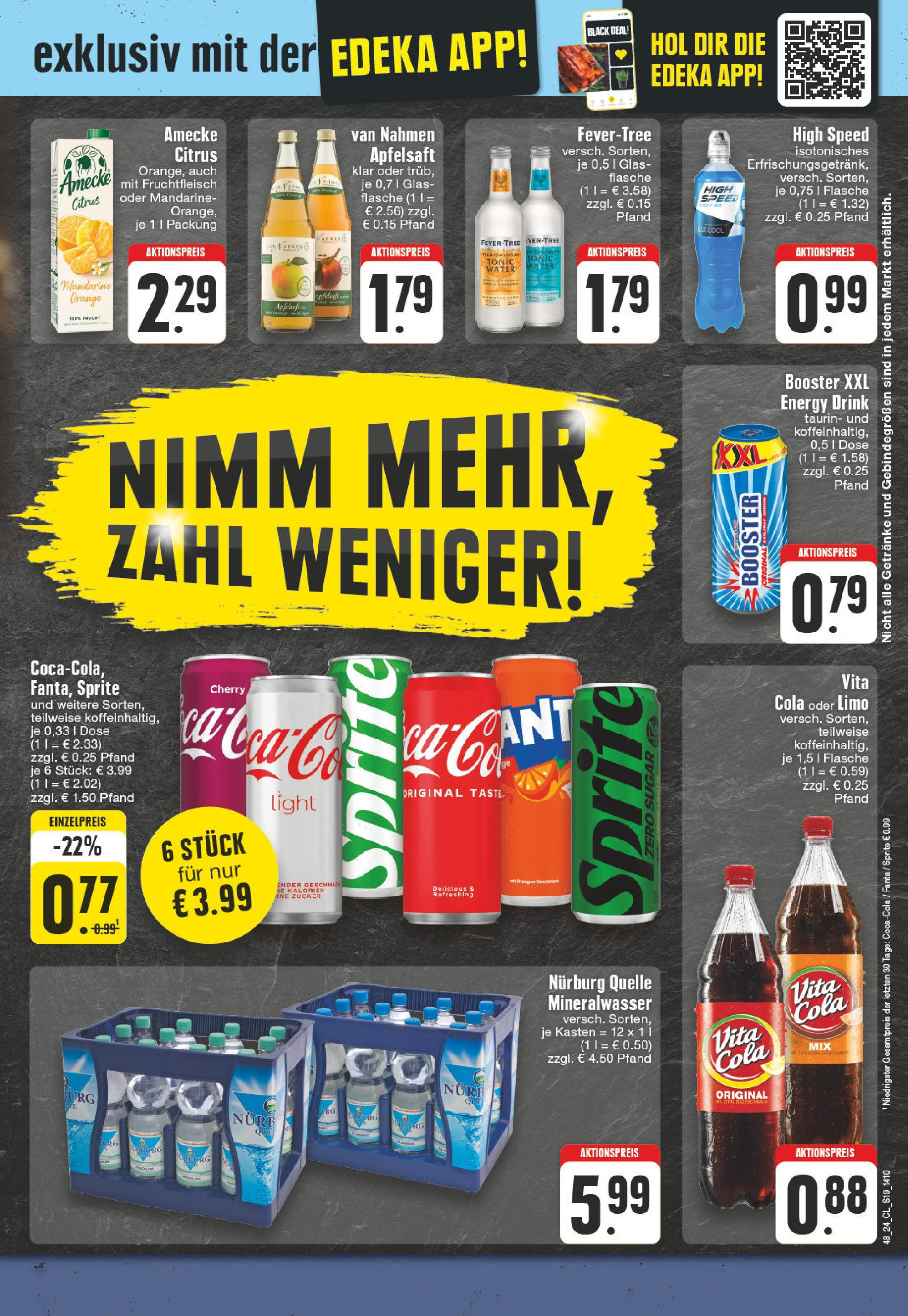 Edeka - EDEKA: Wochenangebote (ab 24.11.2024) » Angebote Online | Seite: 19 | Produkte: Sprite, Cola, Energy, Mineralwasser