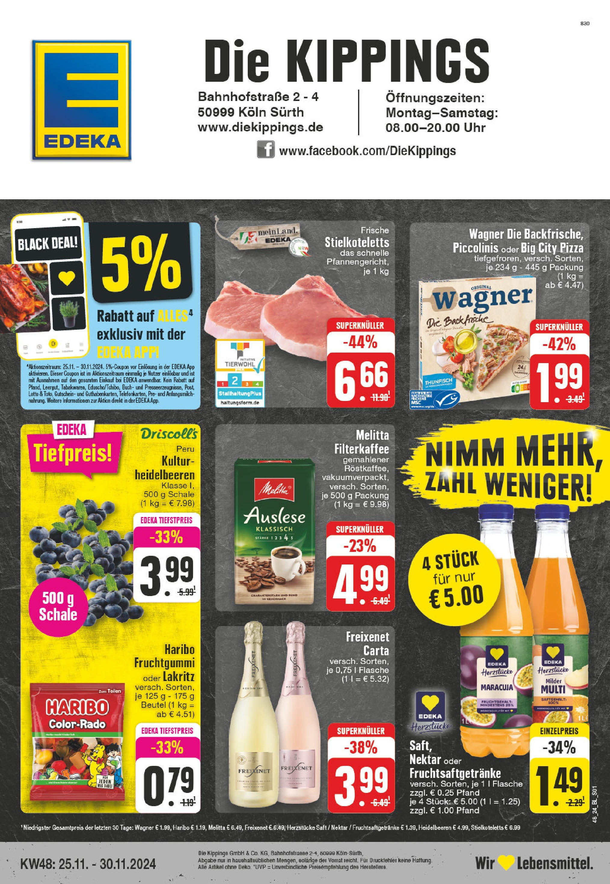 Edeka - Köln, Bahnhofstraße 2-4  (ab 25.11.2024) » Angebote Online | Seite: 1 | Produkte: Melitta, Thunfisch, Piccolinis, Pizza