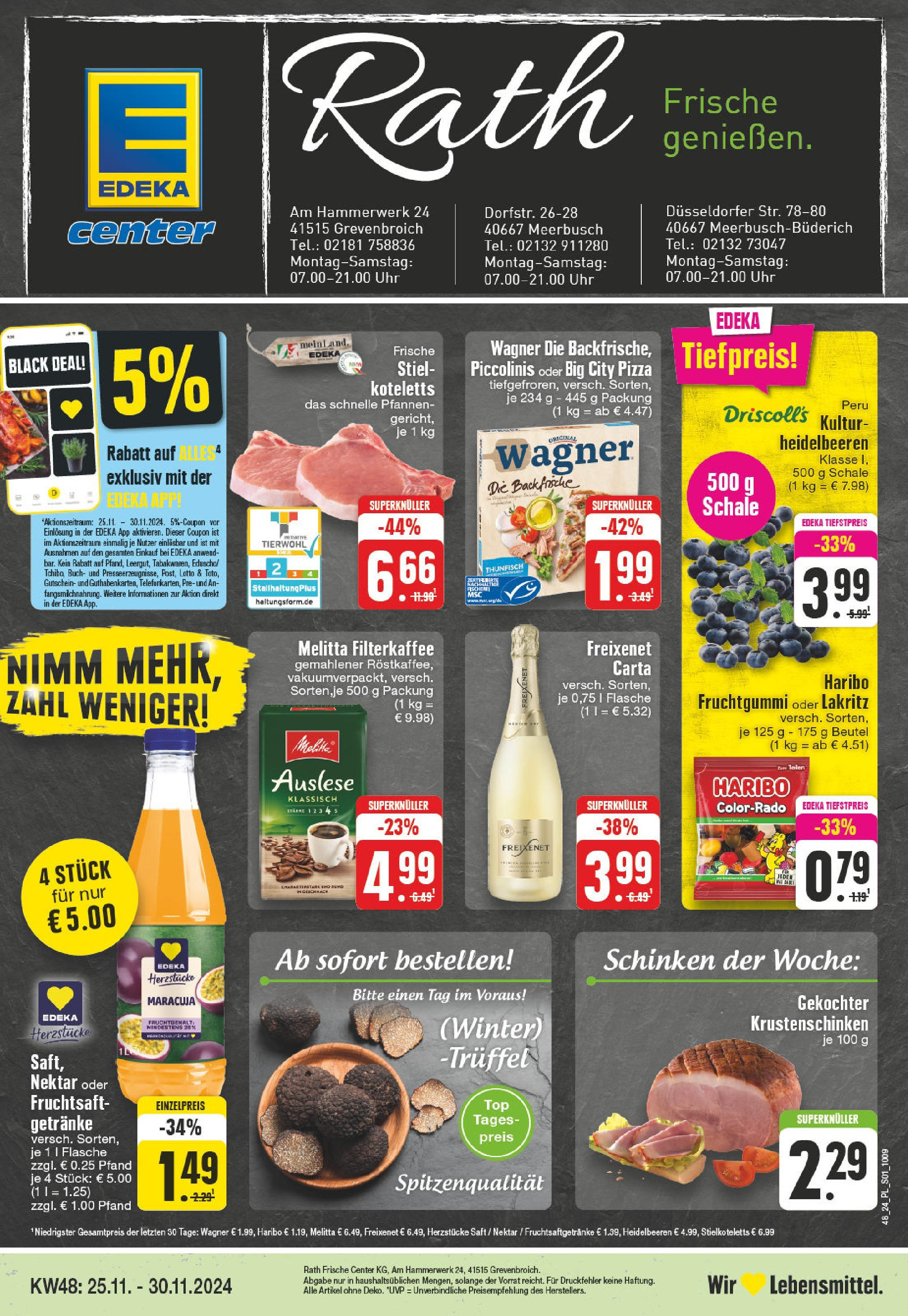 Edeka - EDEKA: Wochenangebote (ab 24.11.2024) » Angebote Online | Seite: 1 | Produkte: Thunfisch, Schinken, Pizza, Saft