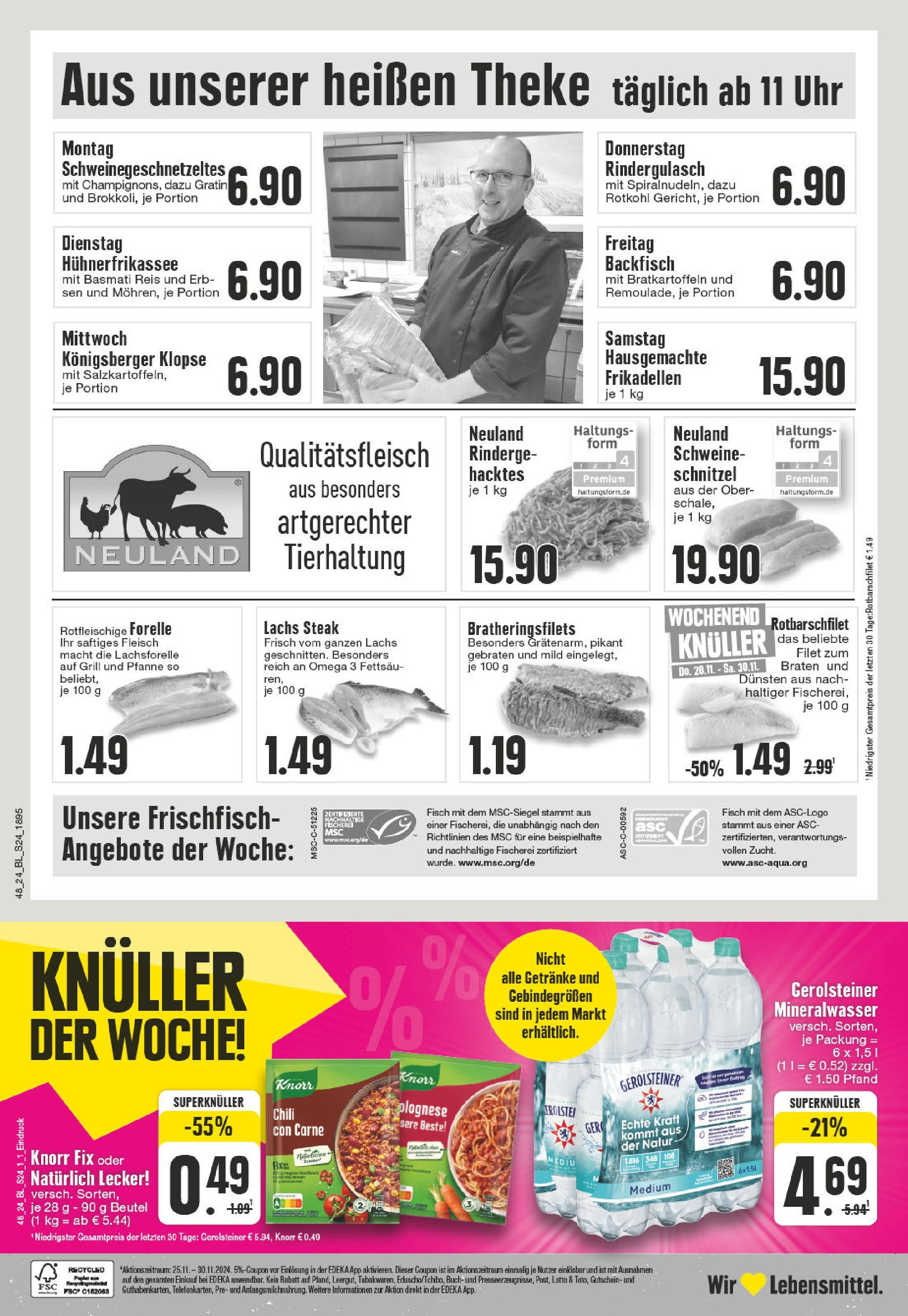 Edeka - EDEKA: Wochenangebote (ab 24.11.2024) » Angebote Online | Seite: 24 | Produkte: Theke, Mineralwasser, Fisch, Chili