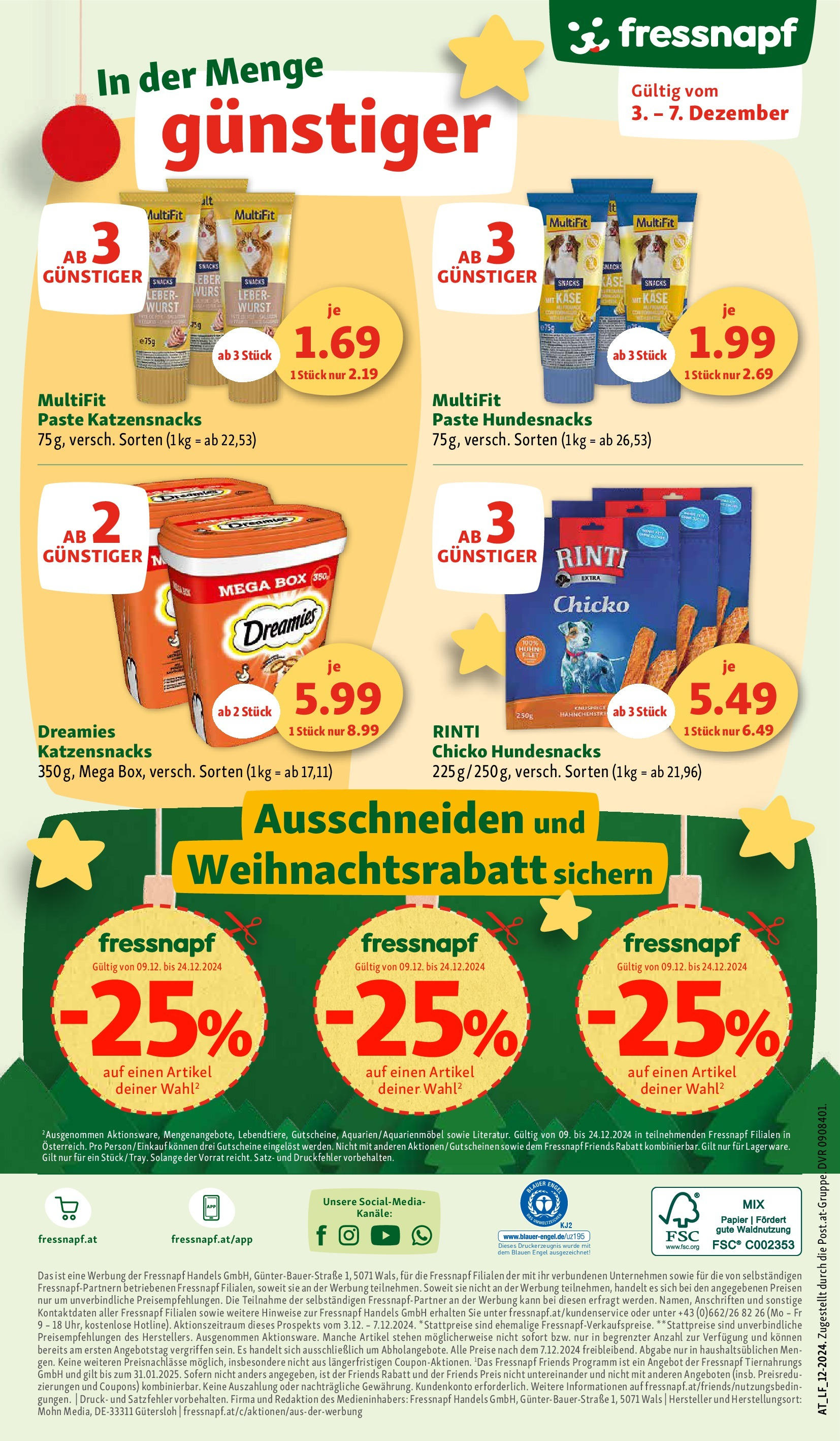 Fressnapf Flugblatt 03.12.2024 | WEIHNACHTEN | Seite: 8 | Produkte: Wurst, Box, Käse