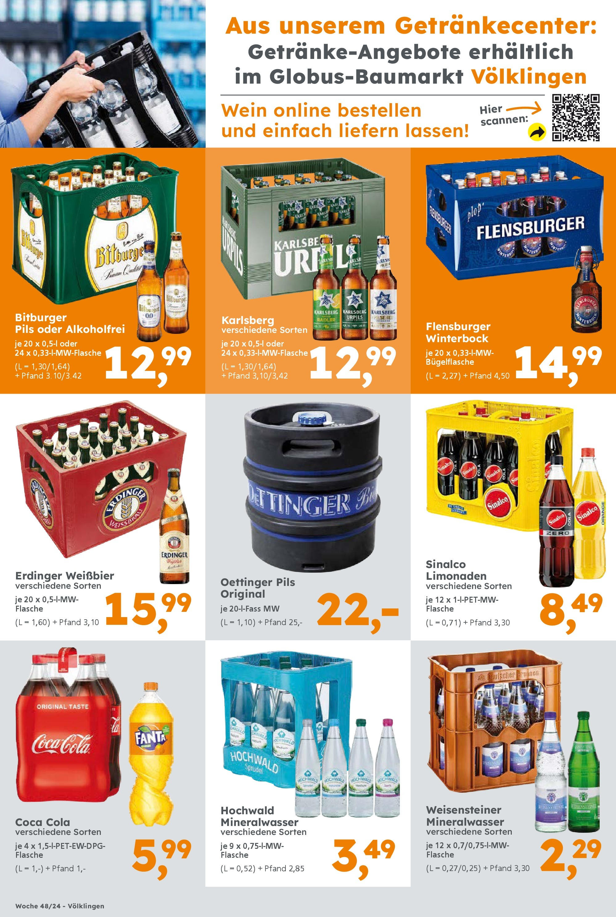 Globus Baumarkt - Völklingen, Zechenstraße 8  (ab 25.11.2024) zum Blättern | Seite: 8 | Produkte: Cola, Oettinger, Mineralwasser, Wein