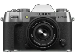 Fujifilm X-T50 Silber Systemkamera mit Objektiv FUJINON XC 15-45mm f3.5-5.6 OIS PZ; Systemkamera Set