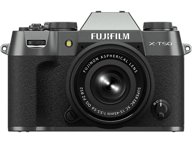 Fujifilm X-T50 Charcoal Silber Systemkamera mit Objektiv FUJINON XC 15-45mm f3.5-5.6 OIS PZ; Systemkamera Set