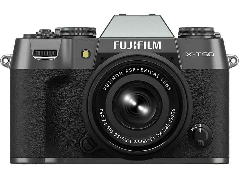 Fujifilm X-T50 Charcoal Silber Systemkamera mit Objektiv FUJINON XC 15-45mm f3.5-5.6 OIS PZ; Systemkamera Set