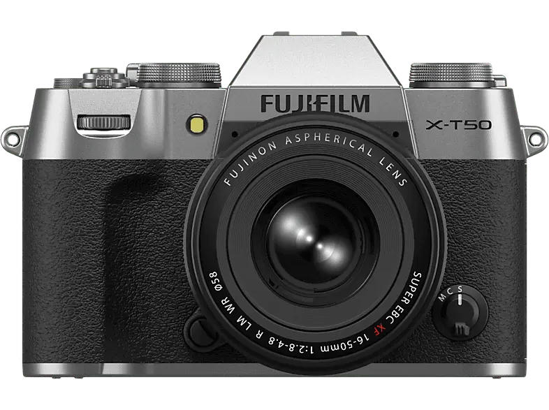 Fujifilm X-T50 Silber Systemkamera mit Objektiv FUJINON XF16-50mm f2.8-4.8 R LM WR; Systemkamera Set