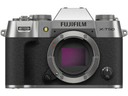 Fujifilm X-T50 Systemkamera Gehäuse, 40.2 MP, APS-C, 6.2K/30p, 8 Bilder/Sek., OLED EVF, 3 Zoll Touch LCD, Silber