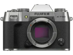 Fujifilm X-T50 Systemkamera Gehäuse, 40.2 MP, APS-C, 6.2K/30p, 8 Bilder/Sek., OLED EVF, 3 Zoll Touch LCD, Silber