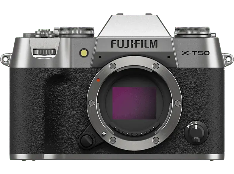 Fujifilm X-T50 Systemkamera Gehäuse, 40.2 MP, APS-C, 6.2K/30p, 8 Bilder/Sek., OLED EVF, 3 Zoll Touch LCD, Silber