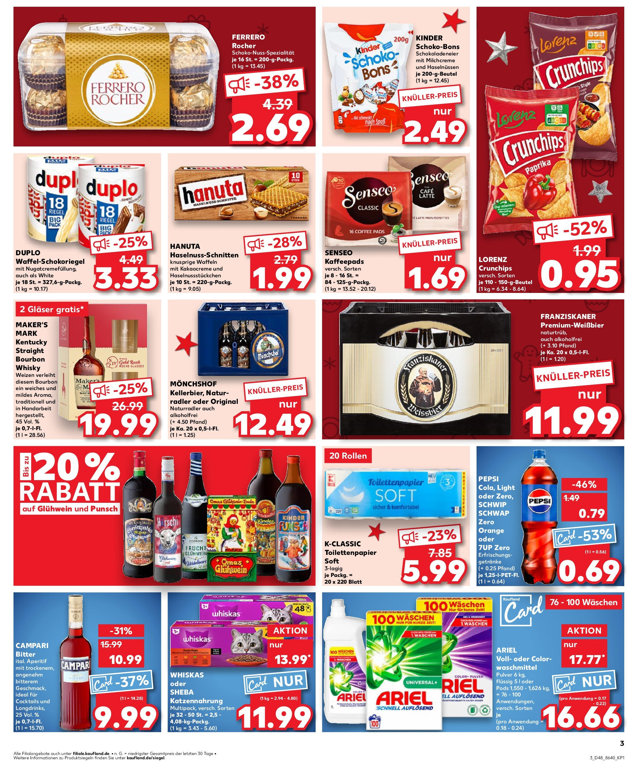 Kaufland - Der Wochenstart Bonn, Oppelner Straße 128 (ab 02.12.2024) » Angebote Online zum Blättern | Seite: 15 | Produkte: Whisky, Senseo, Ferrero rocher, Waffeln