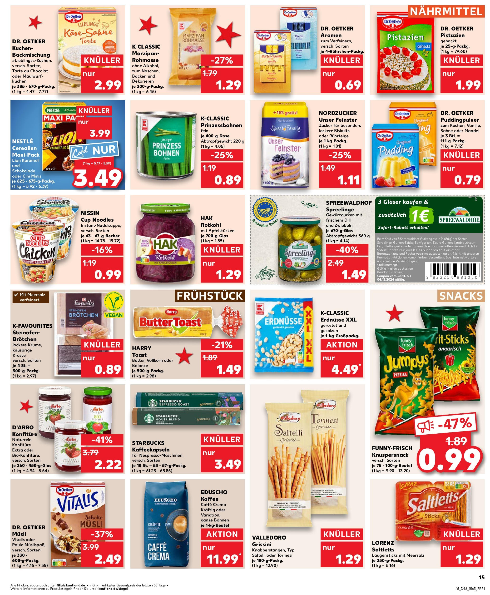 Kaufland - Bad Oldesloe, Ratzeburger Straße 15,17,19 (ab 28.11.2024) » Angebote Online zum Blättern | Seite: 15 | Produkte: Kaffee, Starbucks, Gurken, Eduscho