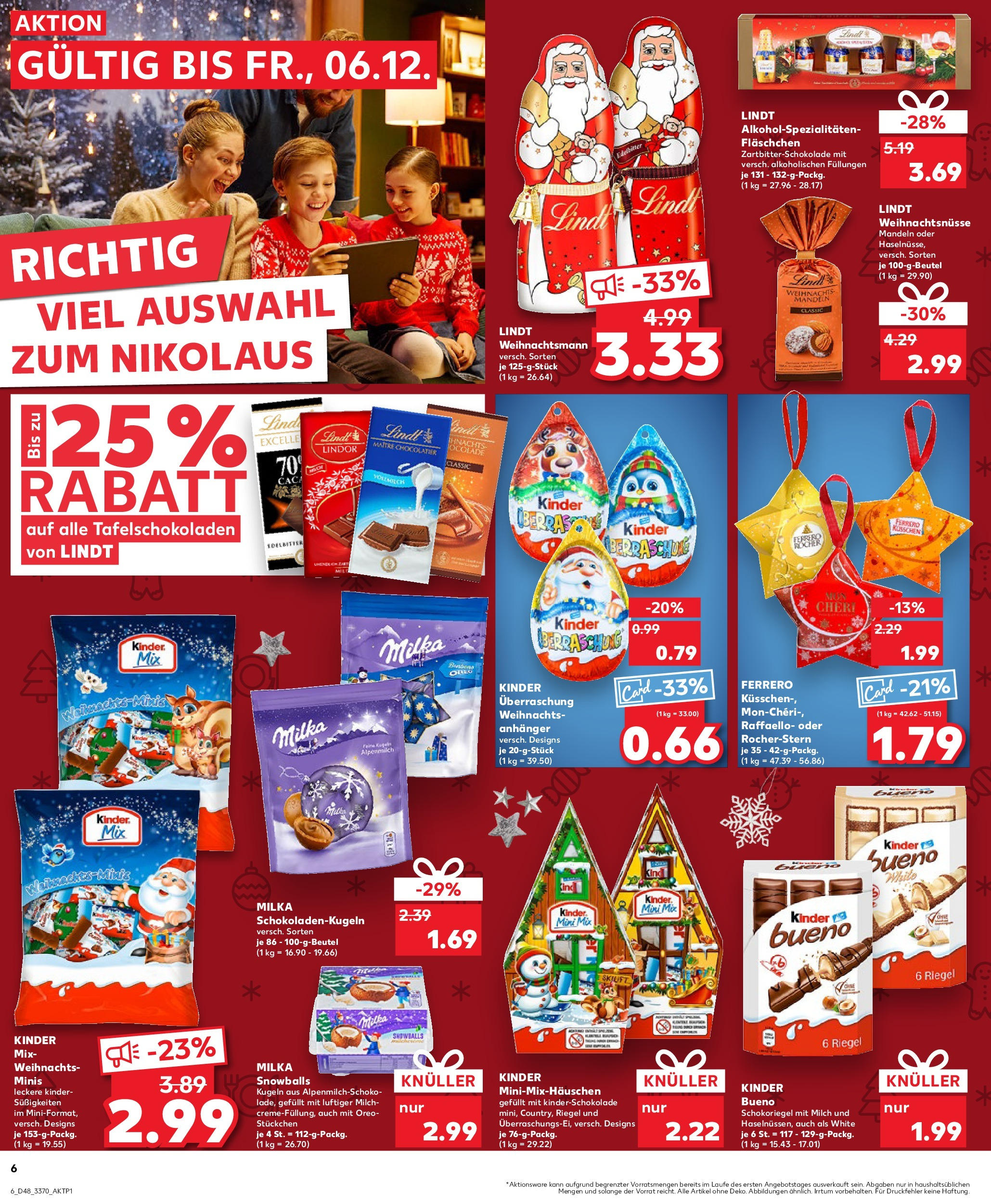 Kaufland - Berlin-Reinickendorf,  Ollenhauerstraße 122 (ab 28.11.2024) » Angebote Online zum Blättern | Seite: 6 | Produkte: Raffaello, Milka, Lindt, Süßigkeiten