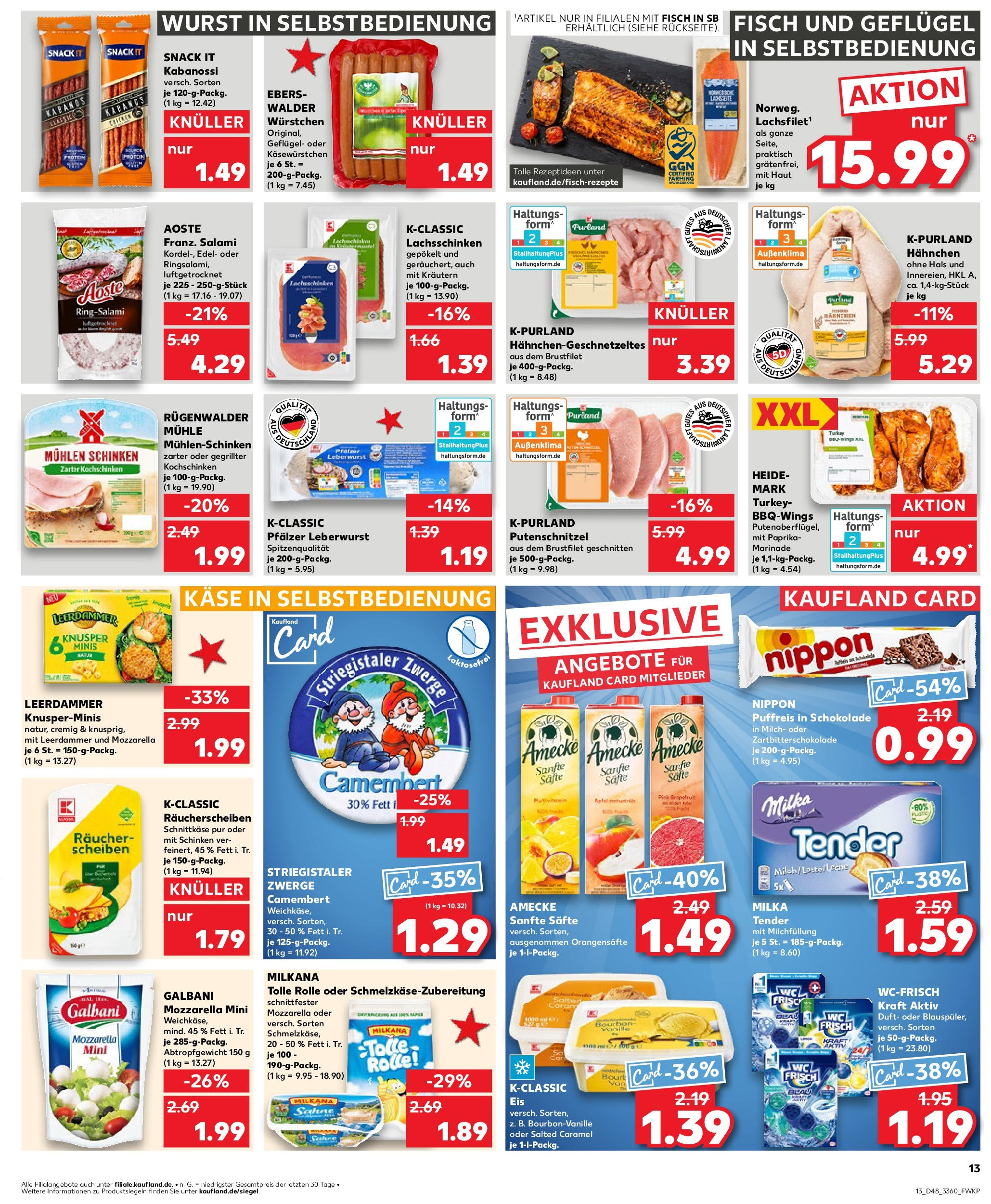 Kaufland - Quedlinburg, Badeborner Weg 2  (ab 28.11.2024) » Angebote Online zum Blättern | Seite: 13 | Produkte: Hahnchen, Leerdammer, Fisch, Paprika