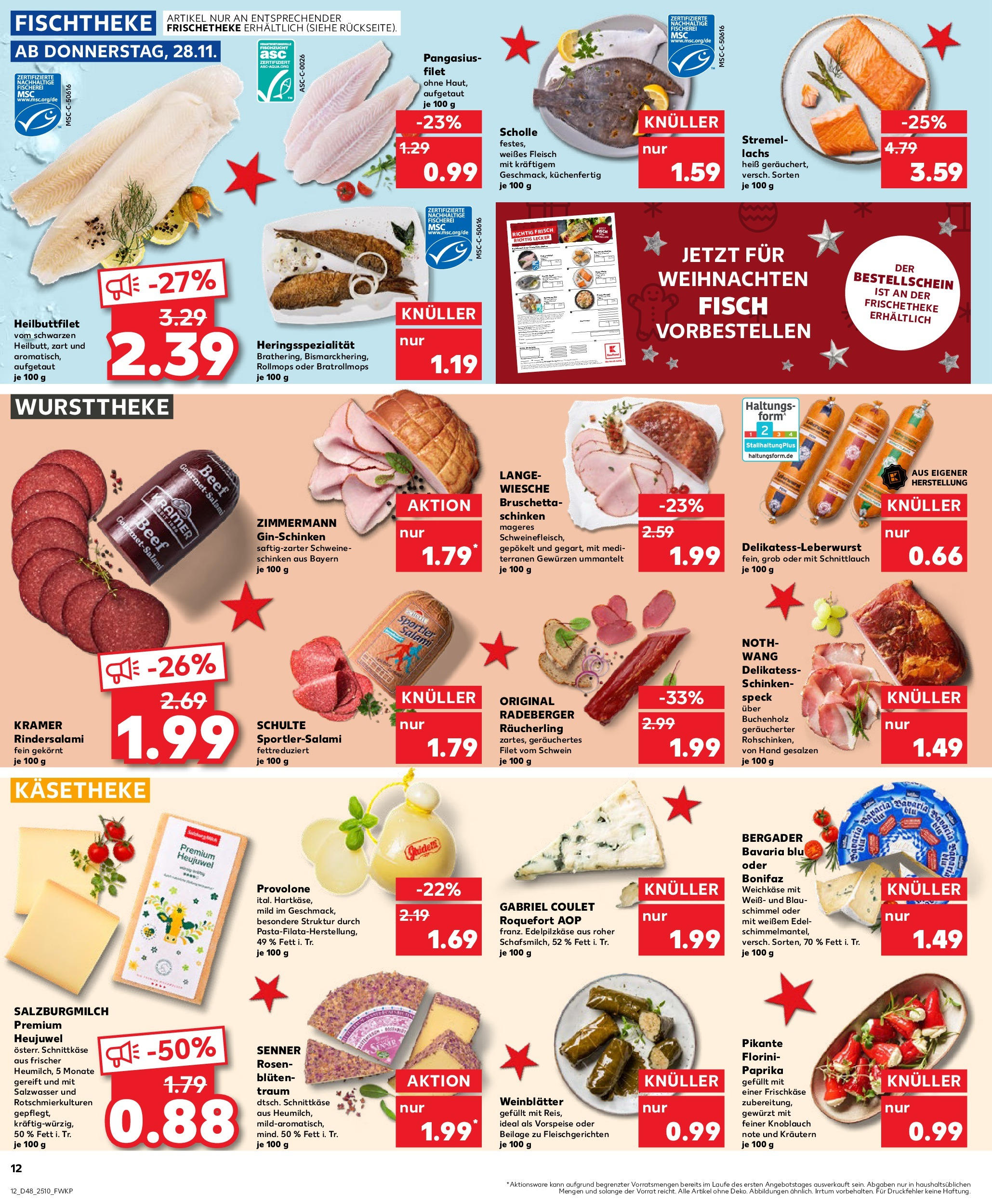 Kaufland - Der Wochenstart Schwäbisch Hall-Hessental, Raiffeisenstraße 22 (ab 02.12.2024) » Angebote Online zum Blättern | Seite: 24 | Produkte: Fisch, Lachs, Schinken, Fleisch