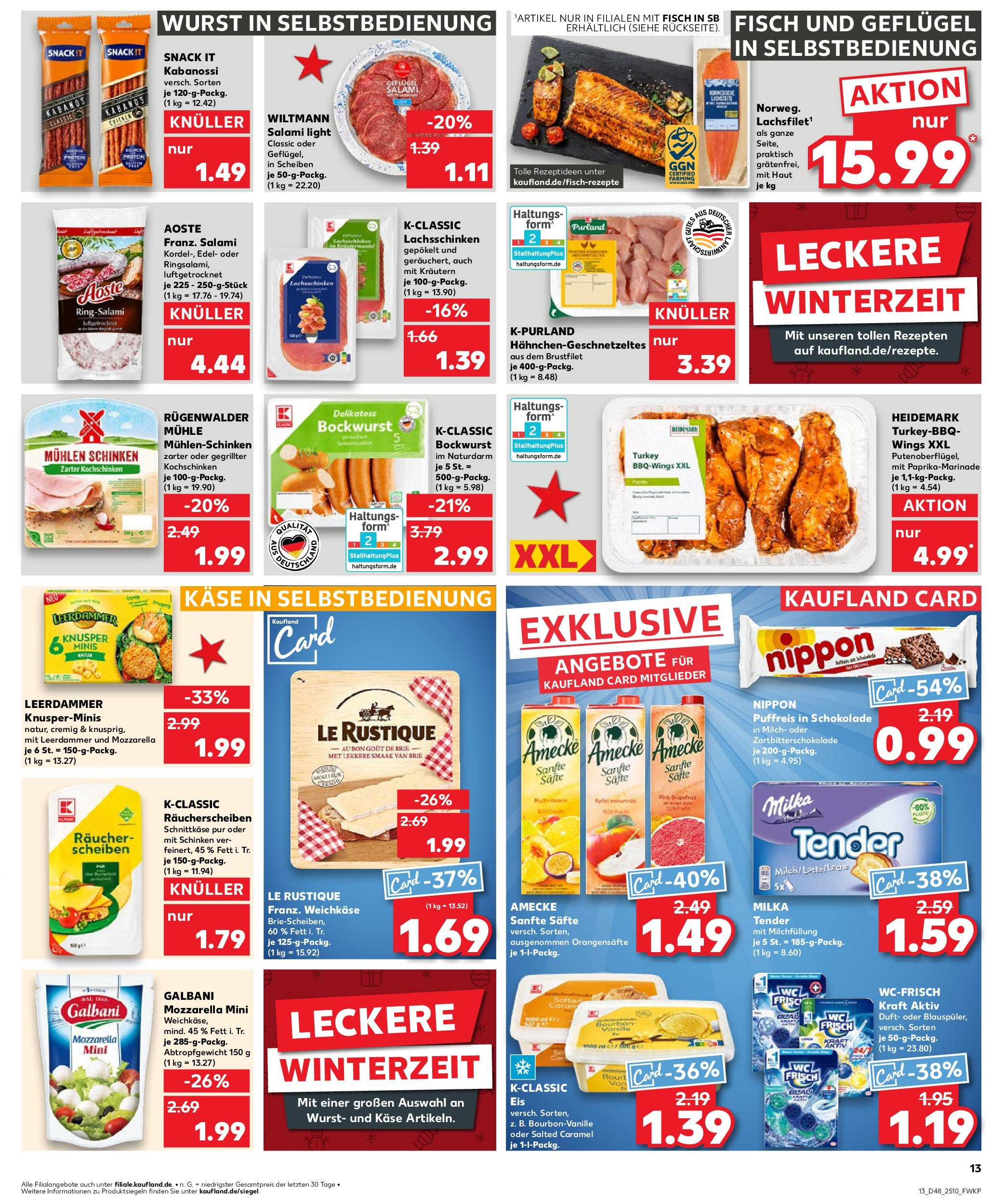 Kaufland - Der Wochenstart Schwäbisch Hall-Hessental, Raiffeisenstraße 22 (ab 02.12.2024) » Angebote Online zum Blättern | Seite: 25 | Produkte: Mozzarella, Milka, Leerdammer, Bourbon