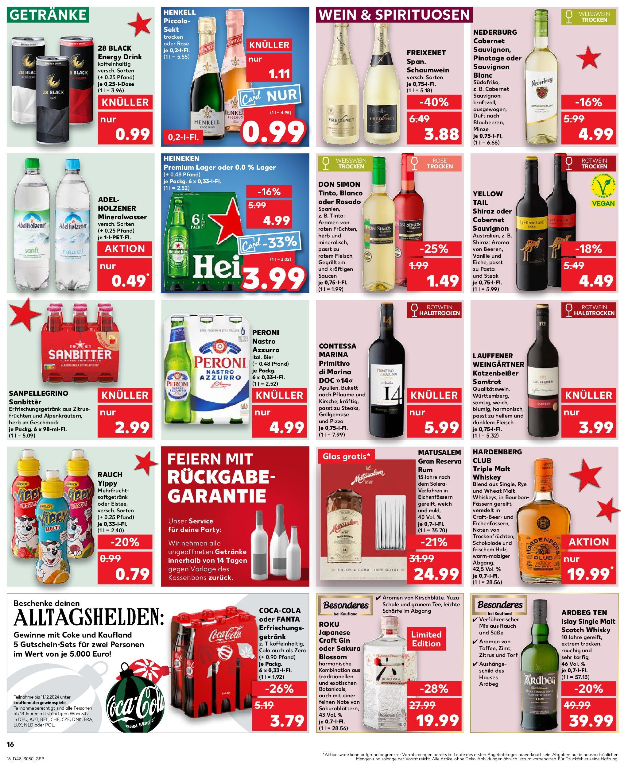 Kaufland - Der Wochenstart Schwäbisch Hall-Hessental, Raiffeisenstraße 22 (ab 02.12.2024) » Angebote Online zum Blättern | Seite: 28 | Produkte: Whisky, Heineken, Wein, Whiskey